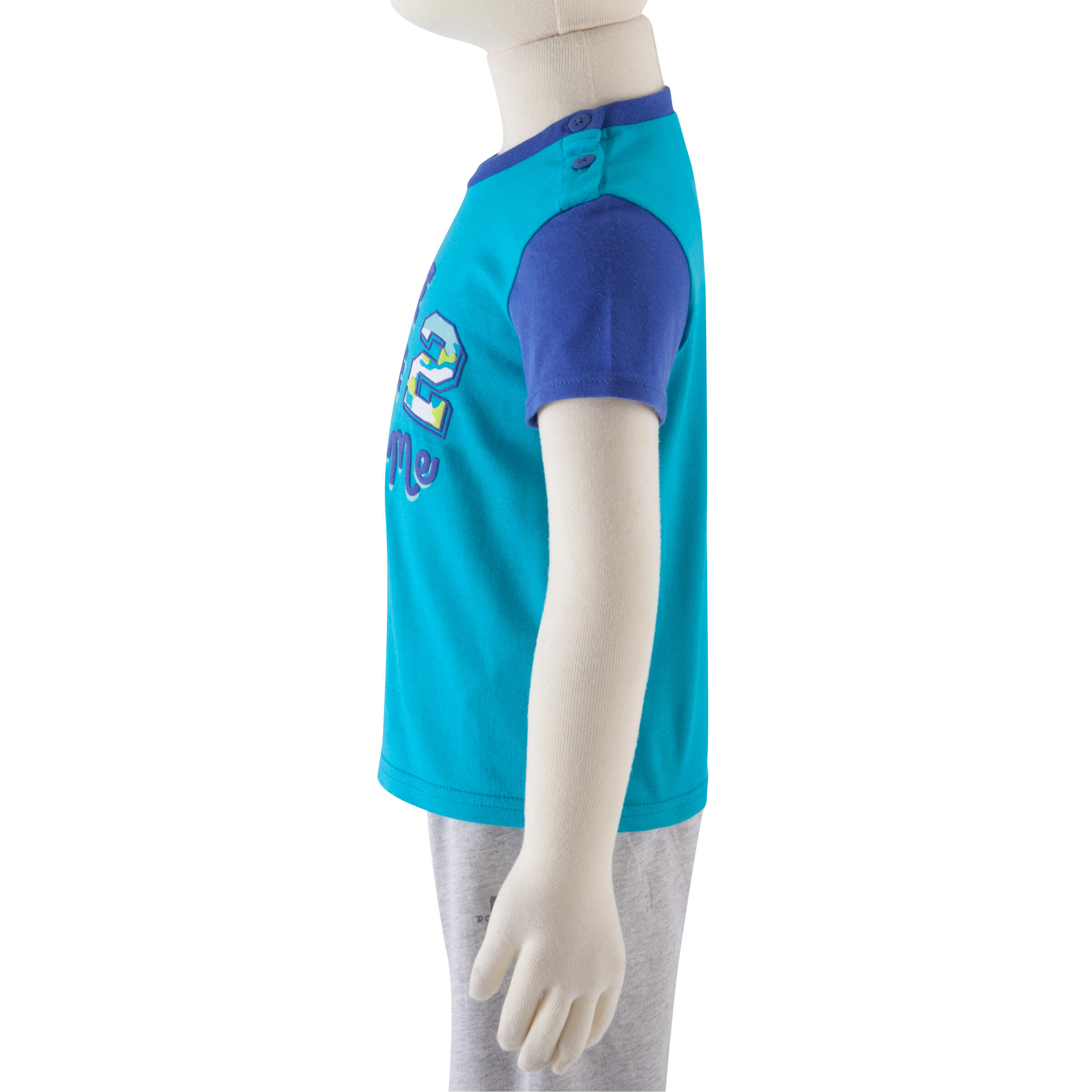 Baby Short-Sleeved Organic Cotton T-shirt - Turquoise 11/11