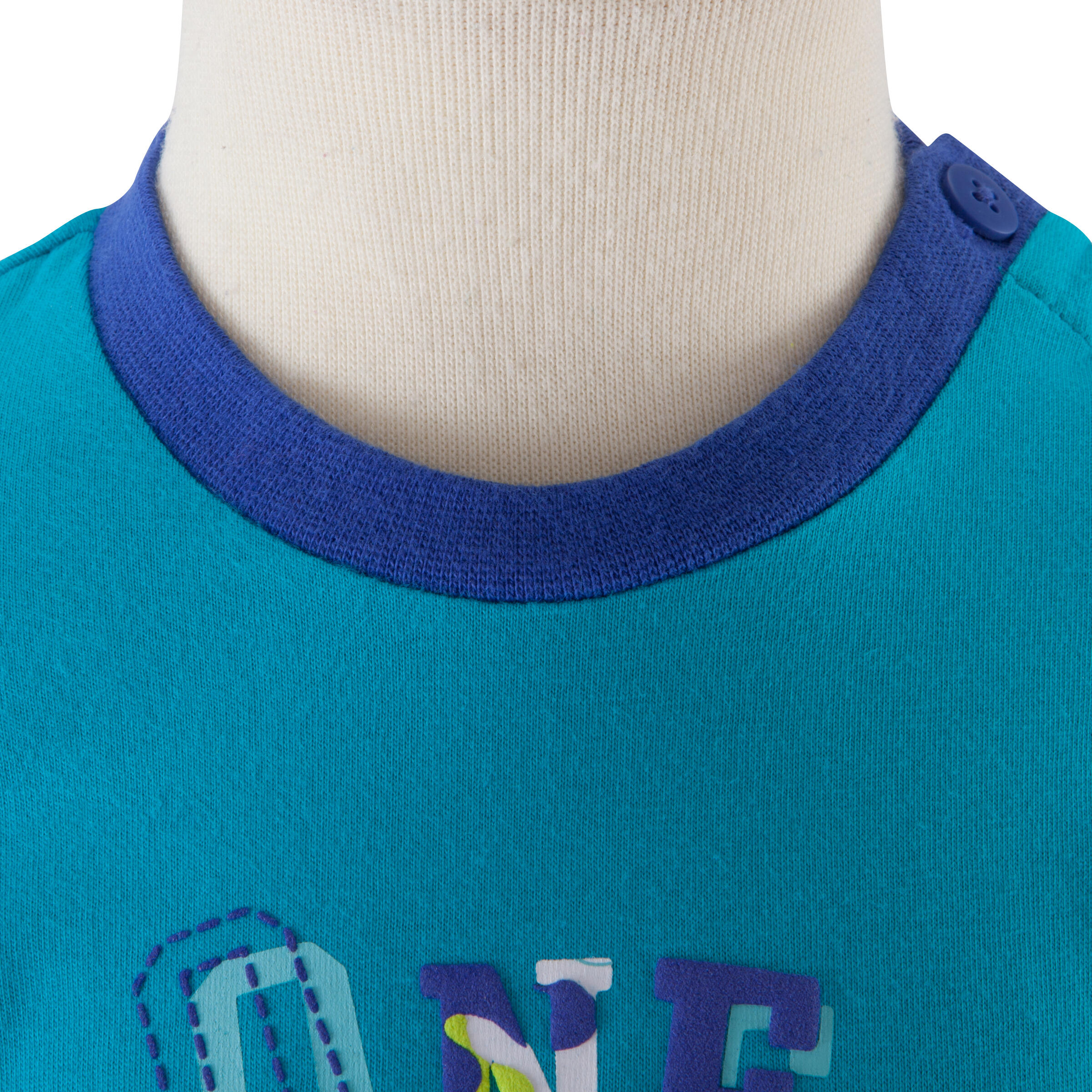 Baby Short-Sleeved Organic Cotton T-shirt - Turquoise 7/11