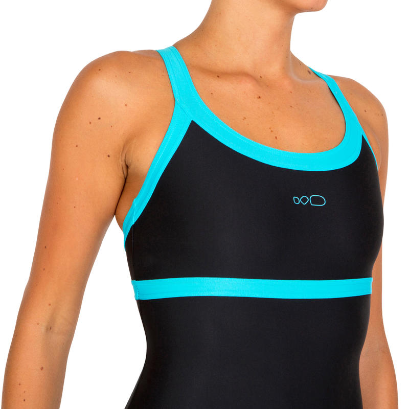 Debo women's onepiece legsuit swimsuit Black Decathlon