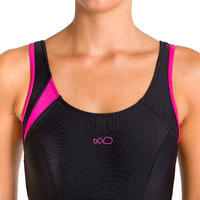Aquanew women's one-piece aquafitness swimsuit - pink and black