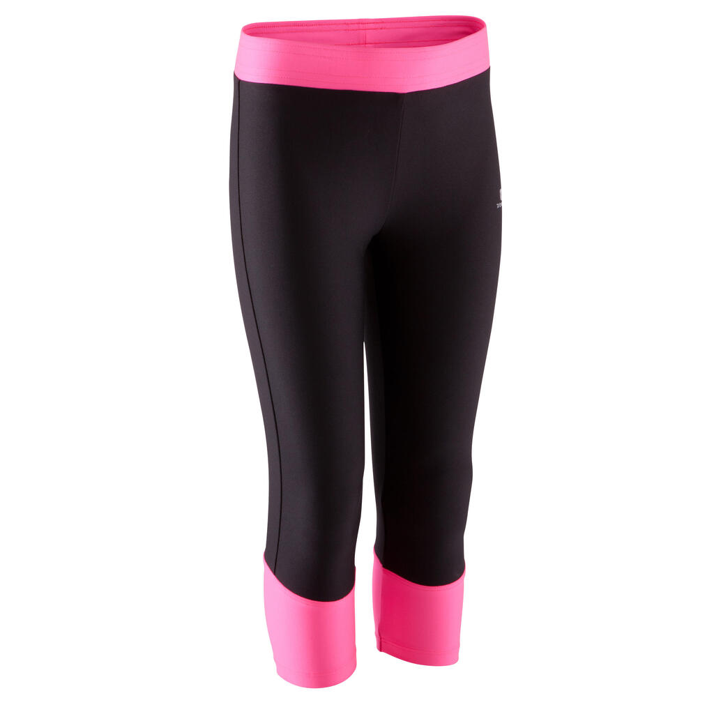 Breathe women's fitness 7/8 leggings - black with pink waistband and cuff
