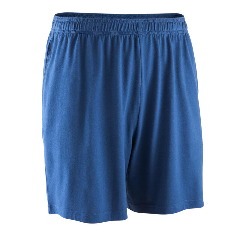 Short basic gym douce, yoga, pilates, homme, bleu