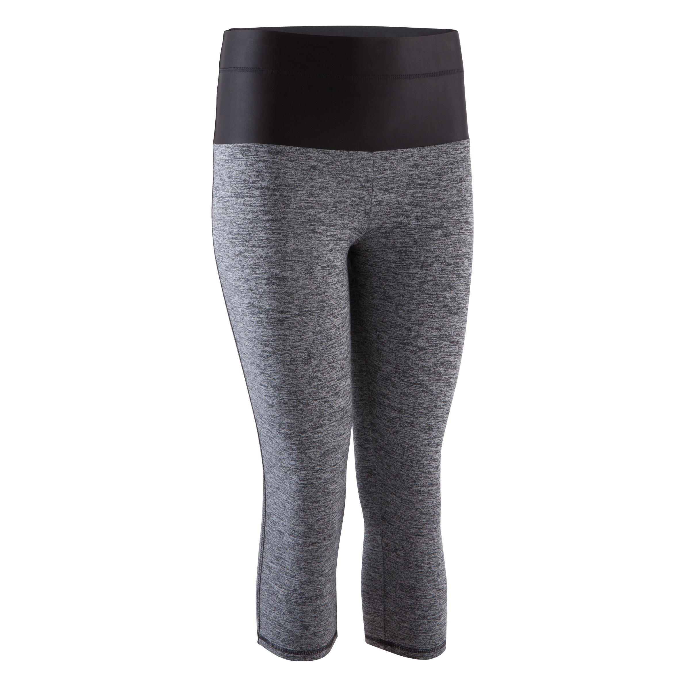 Shape+ Women's Fitness Flat-Stomach Cropped Bottoms - Mottled Grey/Black 1/12