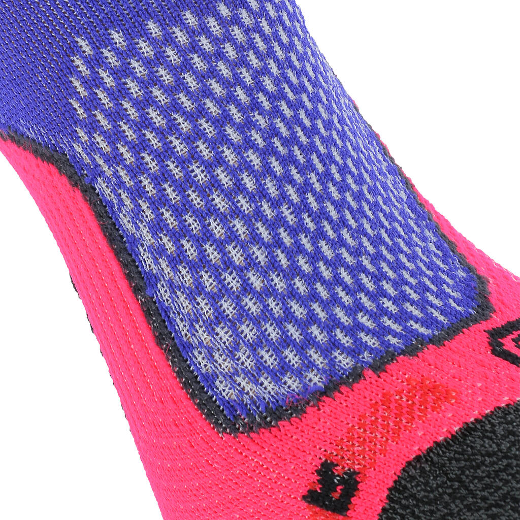 Laufsocken atmungsaktiv Kiprun High 2er-Pack rosa/blau