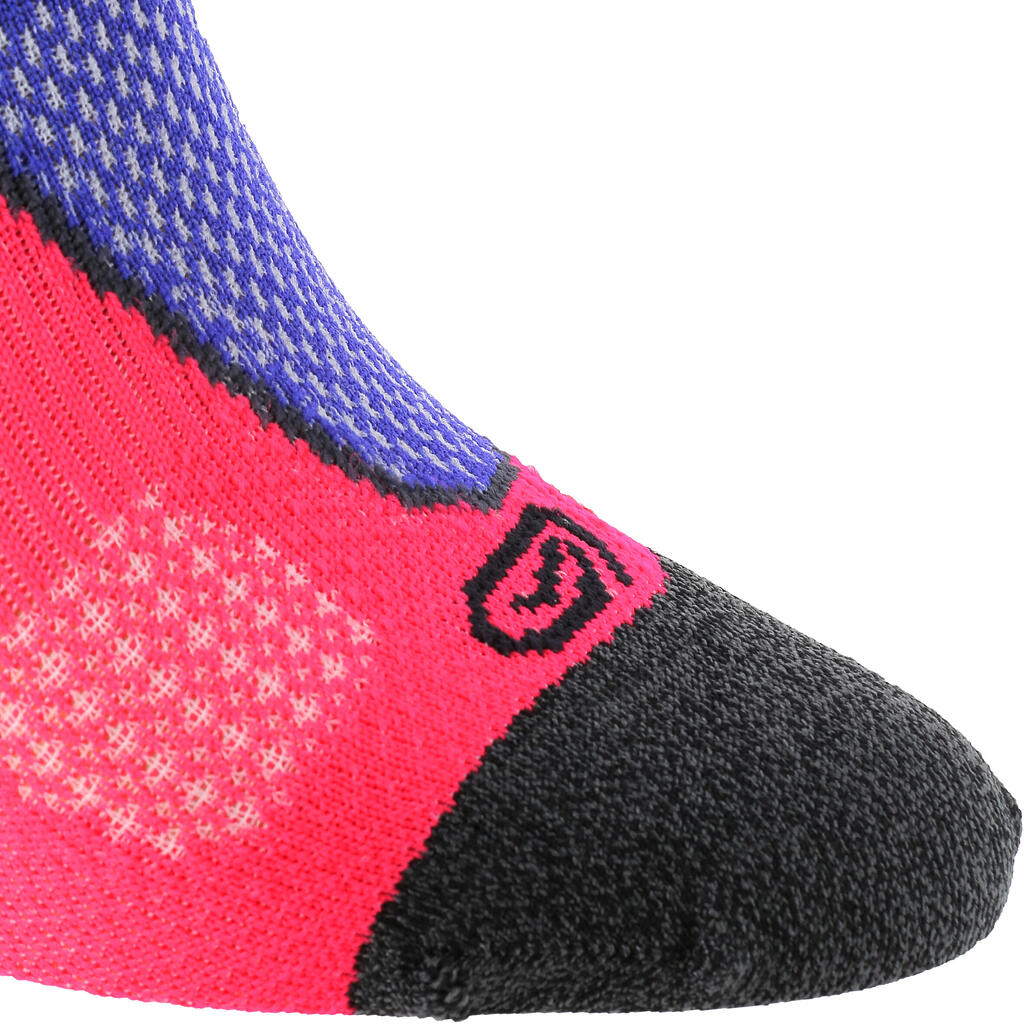 Laufsocken atmungsaktiv Kiprun High 2er-Pack rosa/blau
