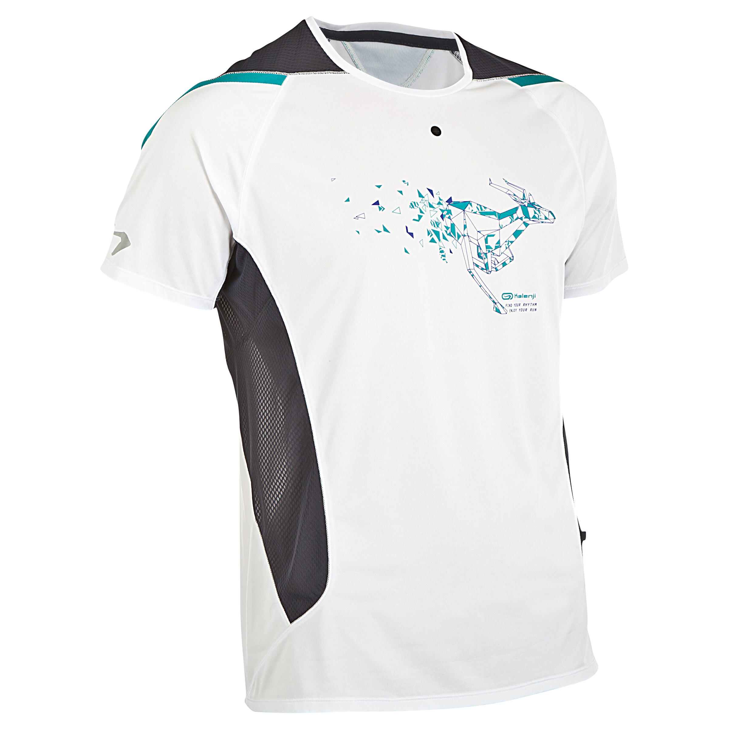 KALENJI Elio Men's Running T-shirt print- white grey blue
