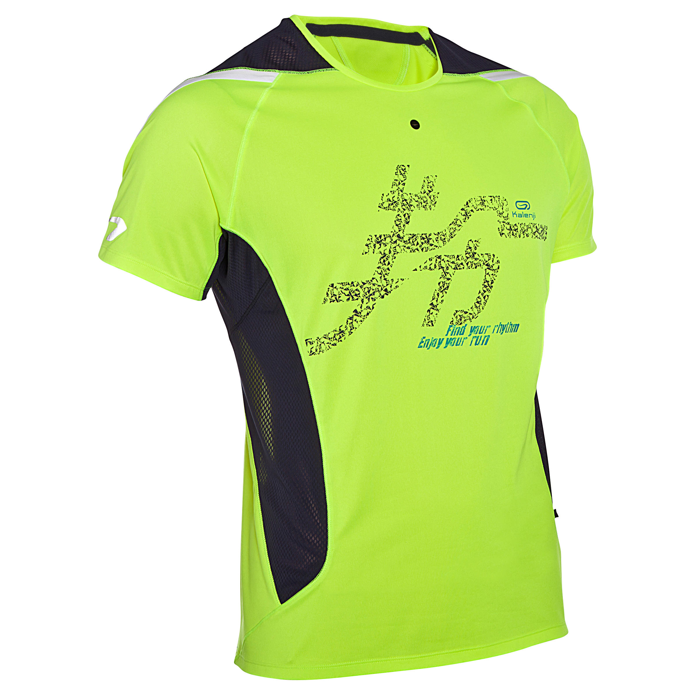 KALENJI Elio Men's Running T-shirt print - bright yellow grey
