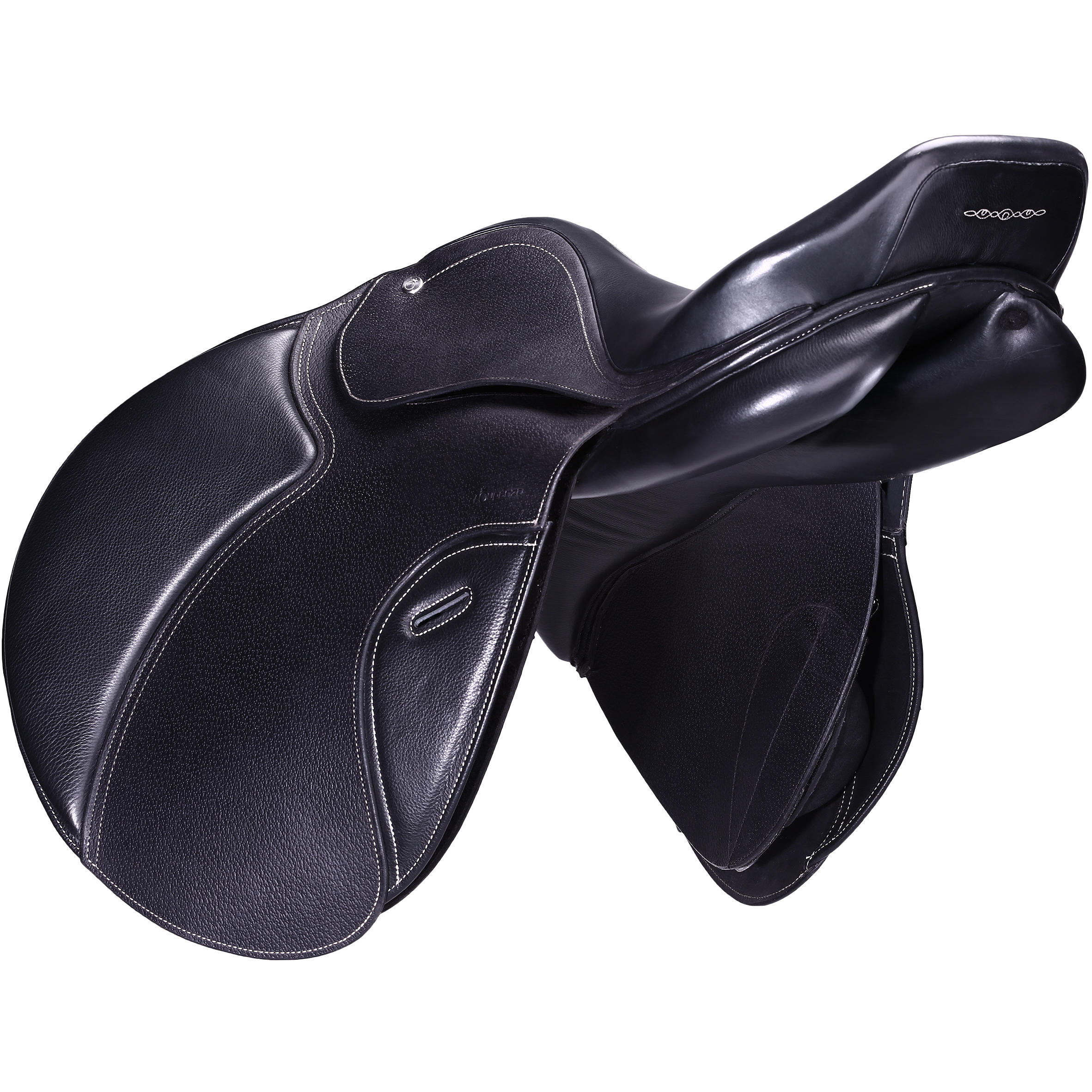 17.5" Versatile Leather Horse Riding Saddle for Horse Paddock - Black 2/15