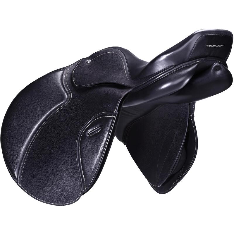 Selle équitation cuir polyvalente 17,5" Cheval - Paddock noire