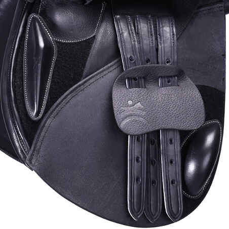 17.5" Versatile Leather Horse Riding Saddle for Horse Paddock - Black