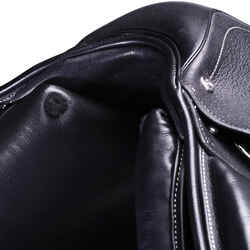 17.5" Versatile Leather Horse Riding Saddle for Horse Paddock - Black