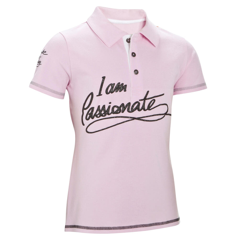 Reit-Poloshirt Passionate kurzarm Kinder rosa