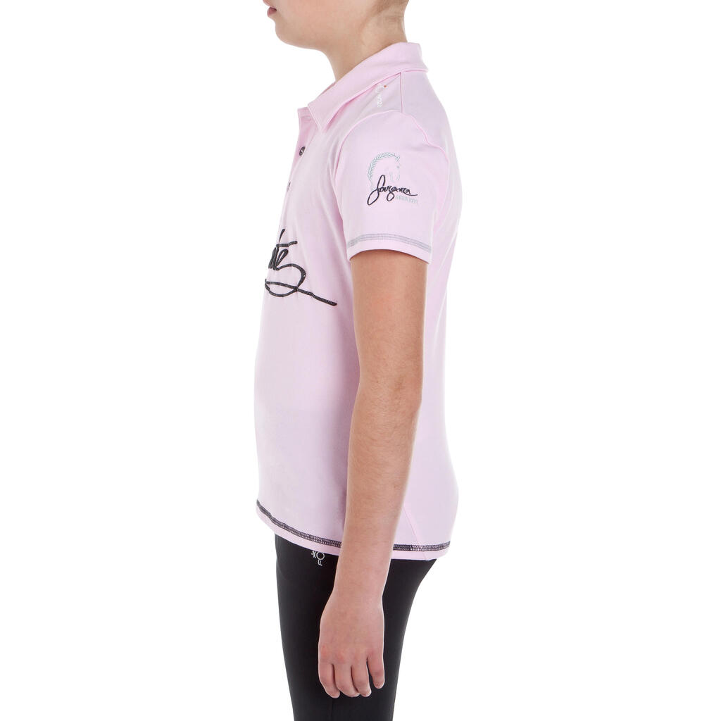 Reit-Poloshirt Passionate kurzarm Kinder rosa