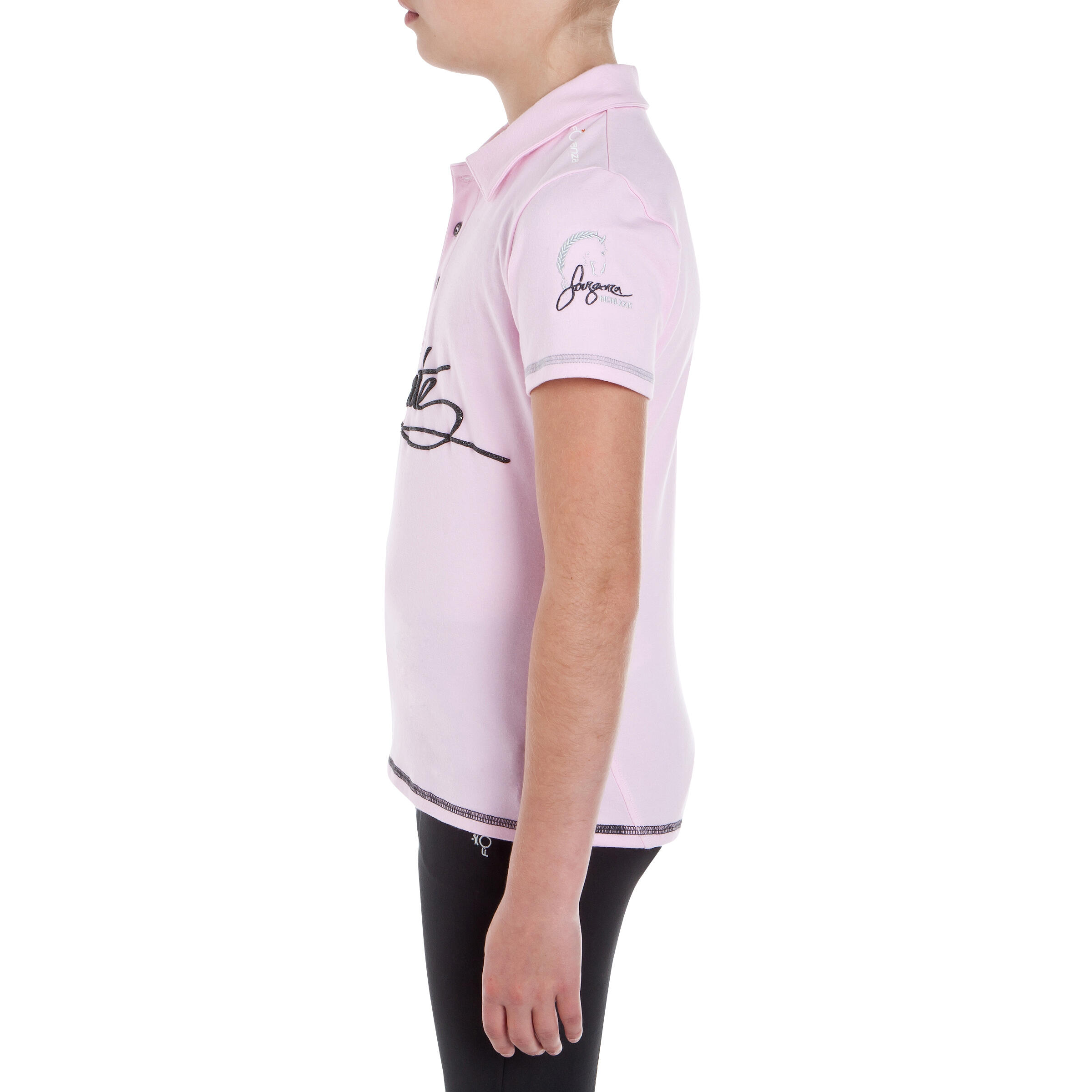 Passionate Kids' Short-Sleeved Horse Riding Polo Shirt - Pink 4/14