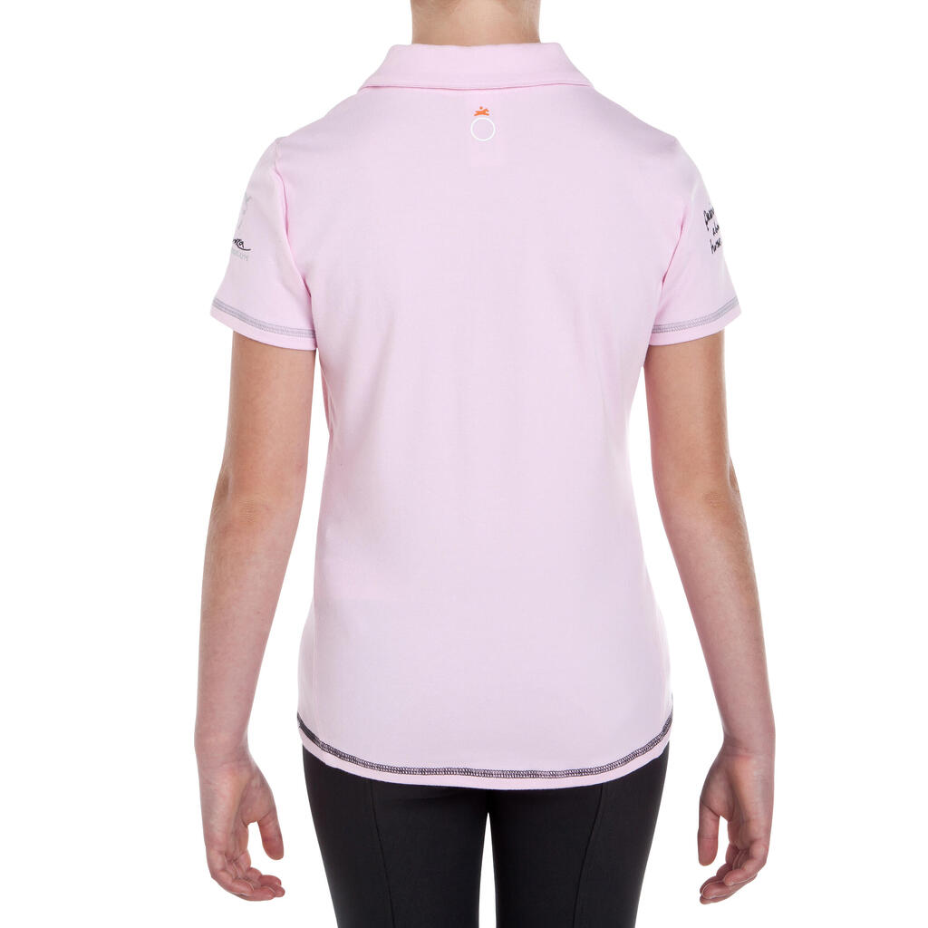 Reit-Poloshirt Passionate kurzarm Kinder rosa