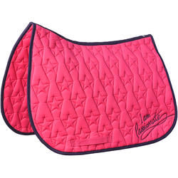 Tapis de selle équitation STAR rose fluo - tailles poney et cheval