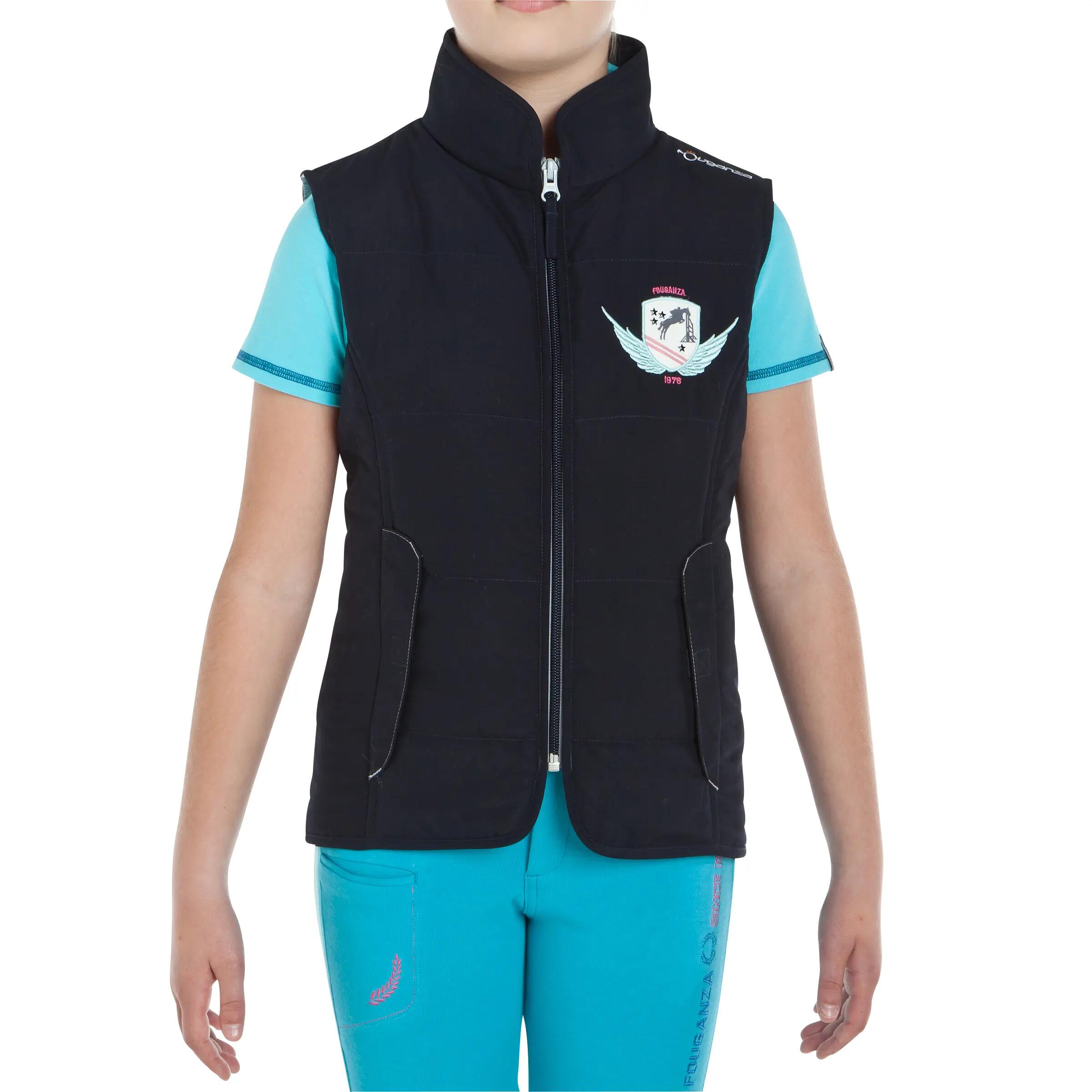 Schooling Kids' Horse Riding Gilet - Navy Blue 2/14
