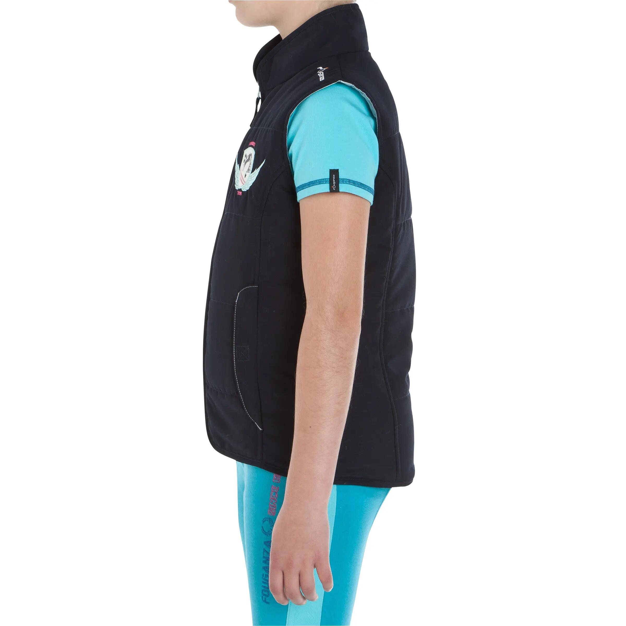 Schooling Kids' Horse Riding Gilet - Navy Blue 4/14