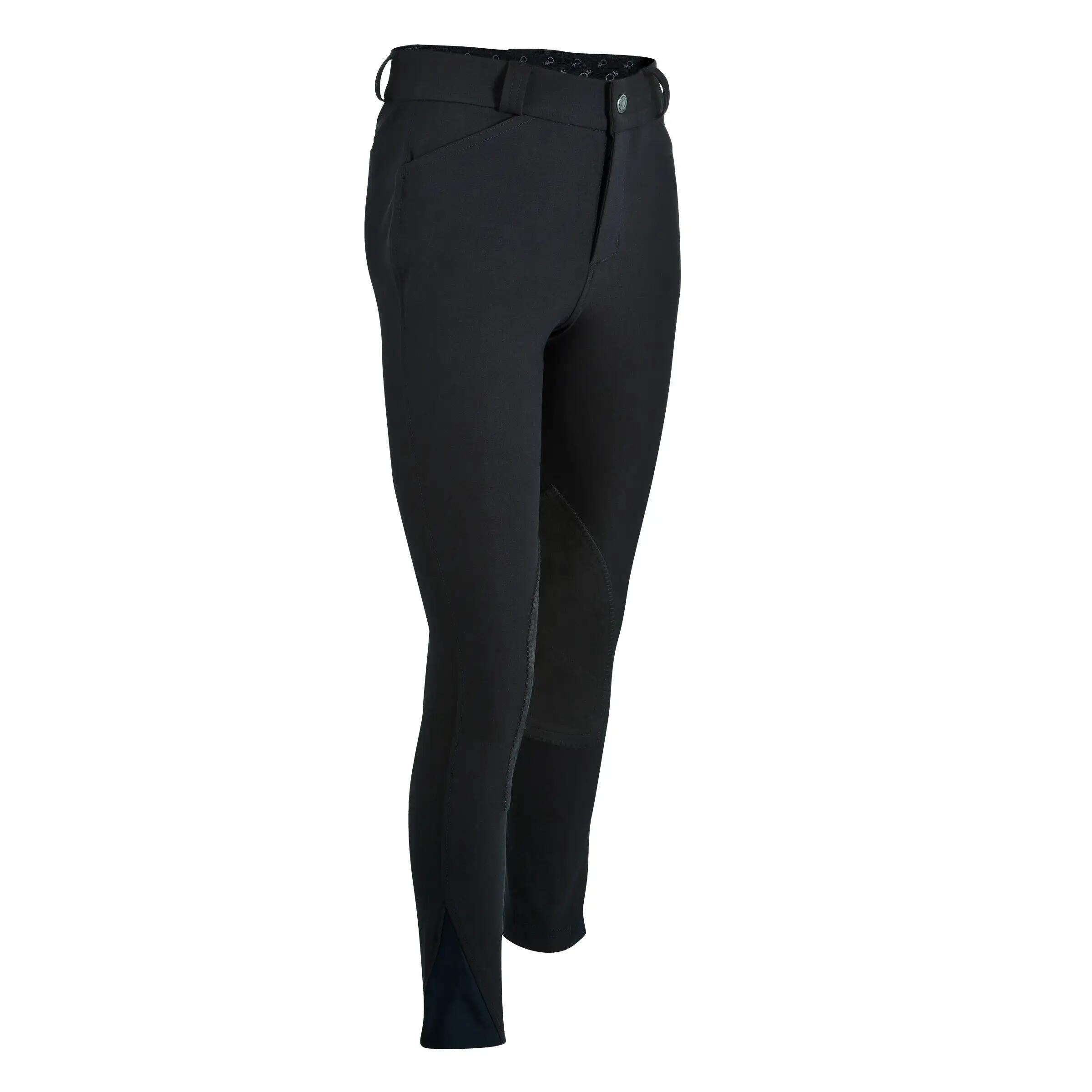 Riding Kids' Reinforced Horse Riding Jodhpurs - Black 1/16