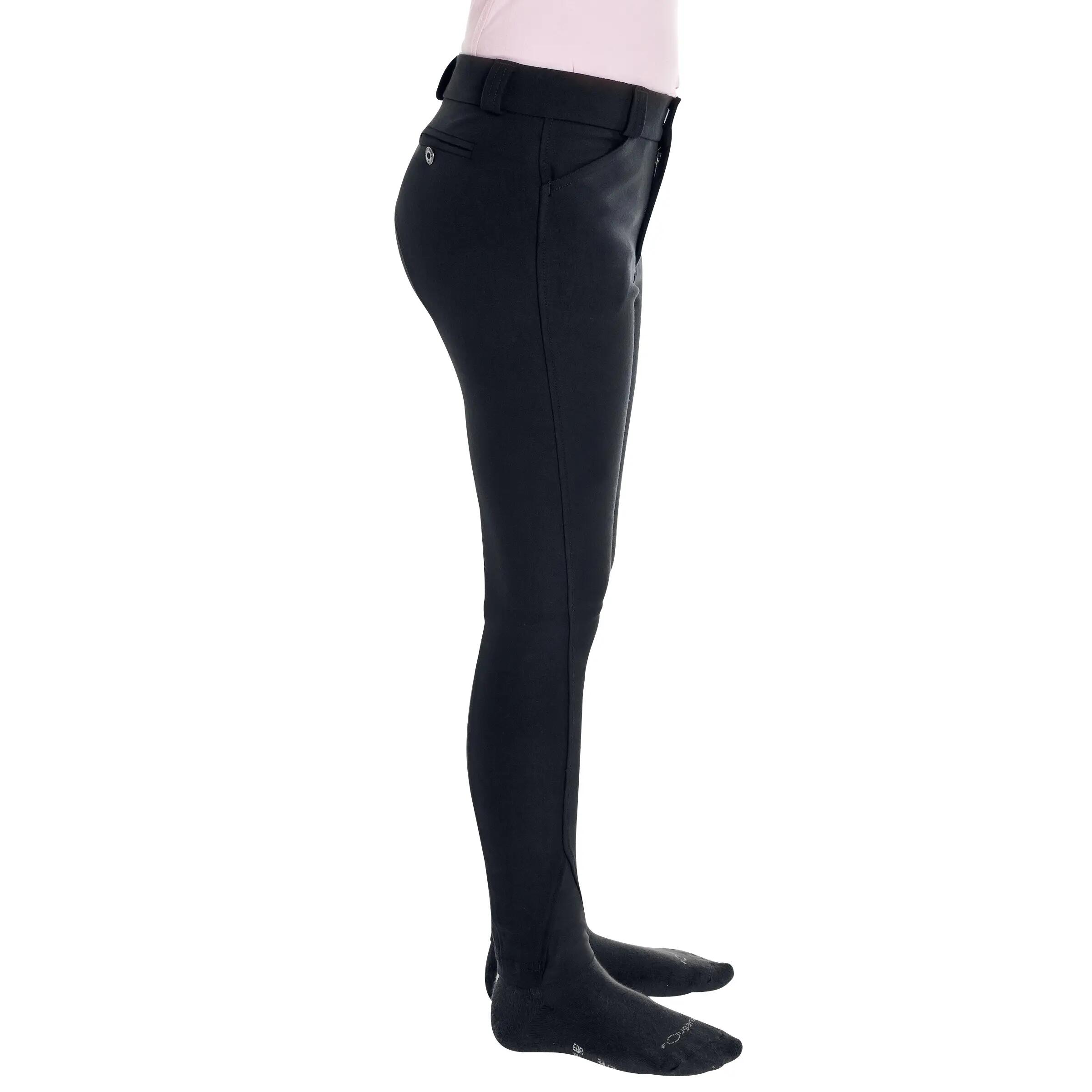 Riding Kids' Reinforced Horse Riding Jodhpurs - Black 3/16