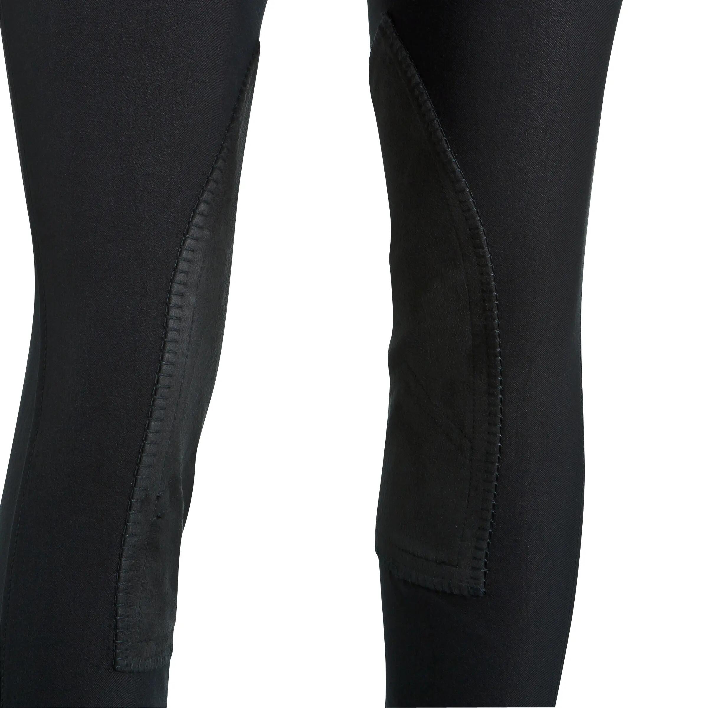 Riding Kids' Reinforced Horse Riding Jodhpurs - Black 12/16