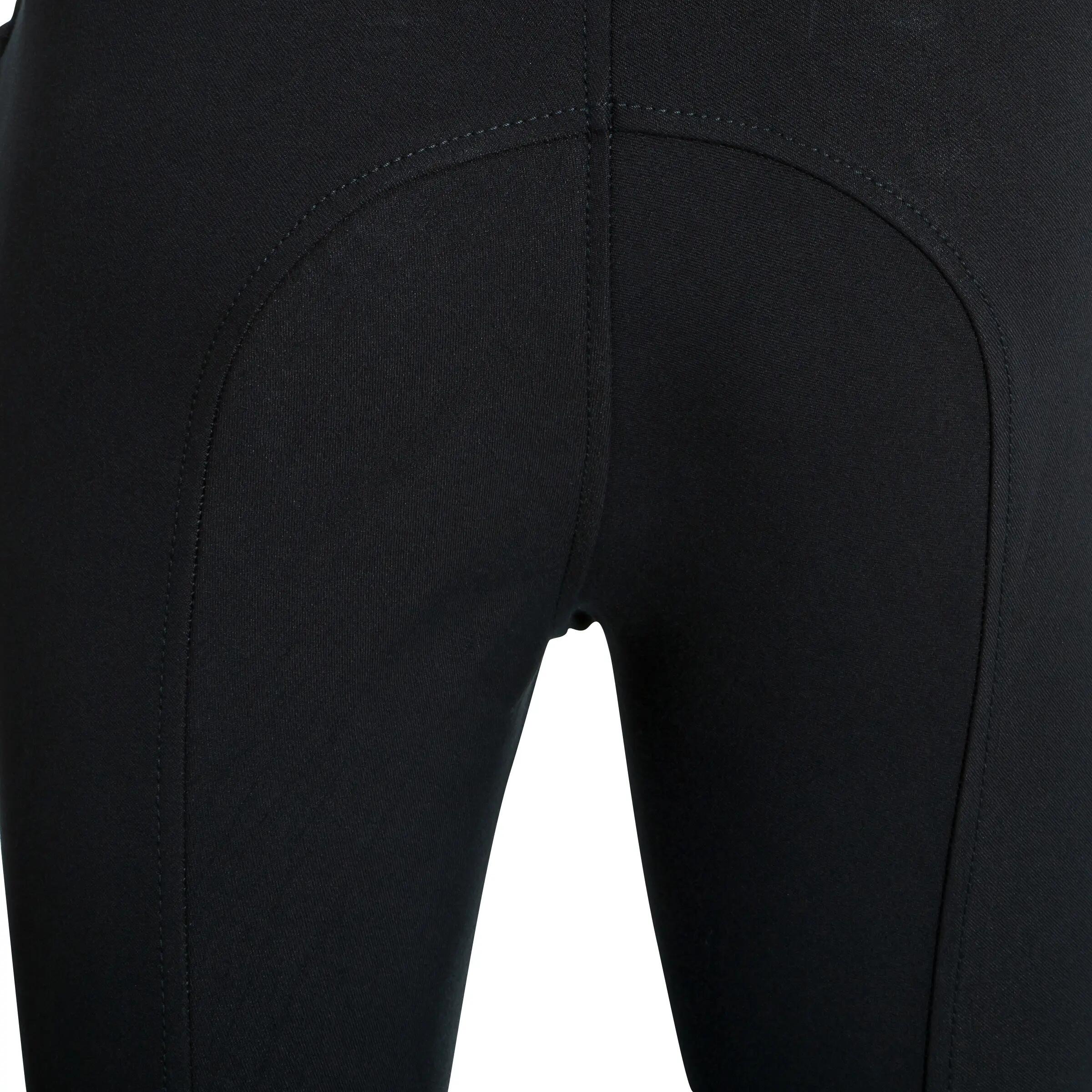 Riding Kids' Reinforced Horse Riding Jodhpurs - Black 6/16