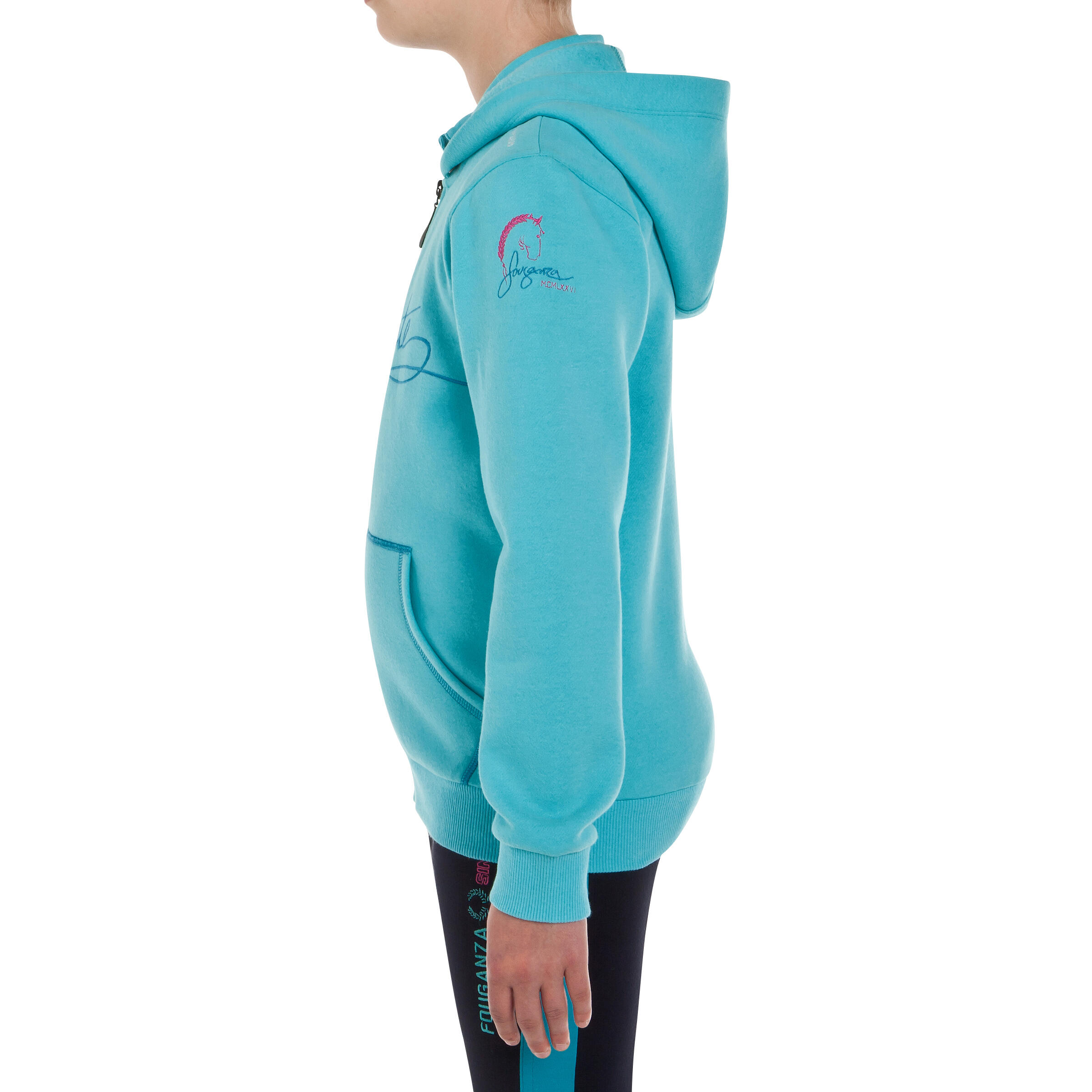 Passionate Kids' Horse Riding Sweatshirt - Turquoise 4/19