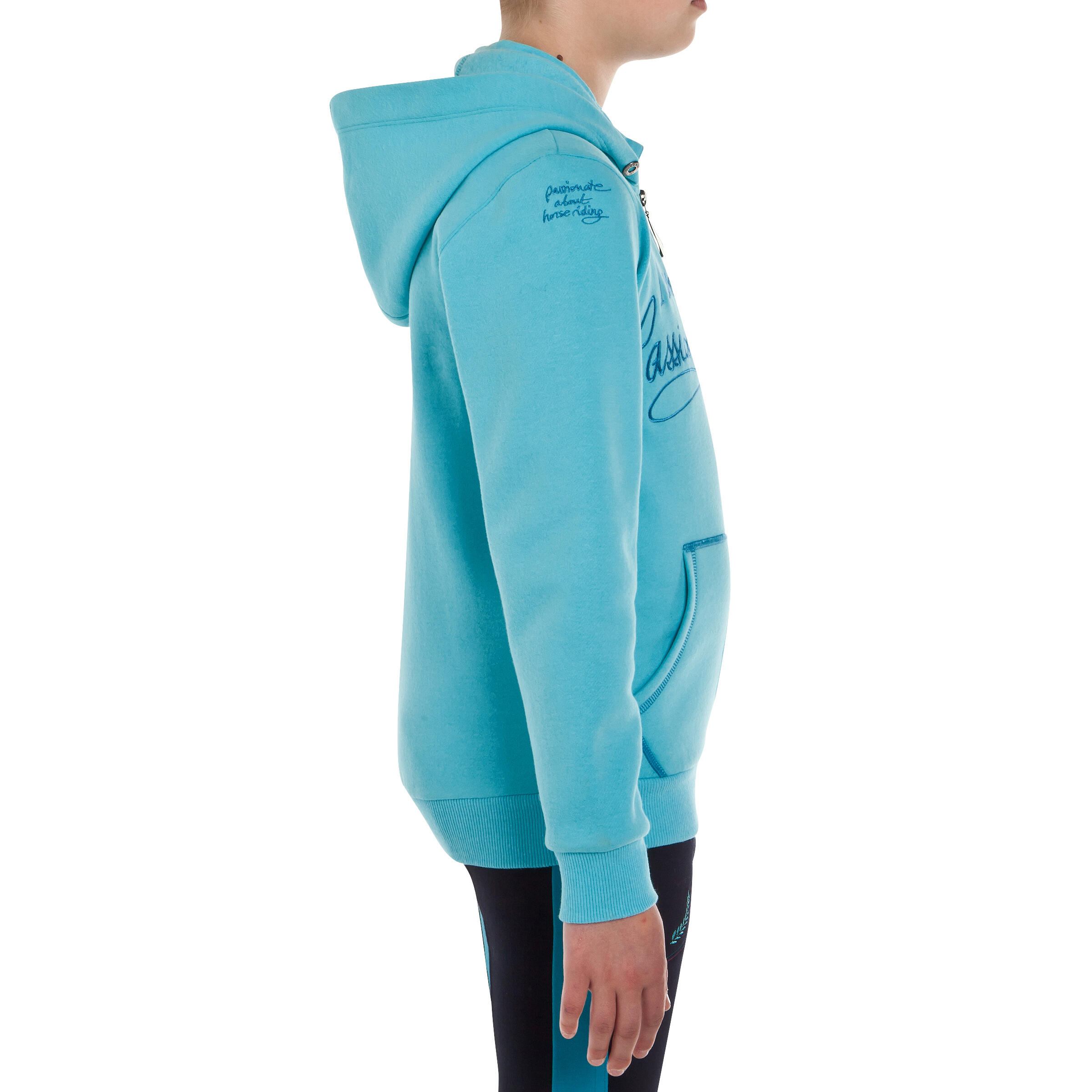 Passionate Kids' Horse Riding Sweatshirt - Turquoise 3/19