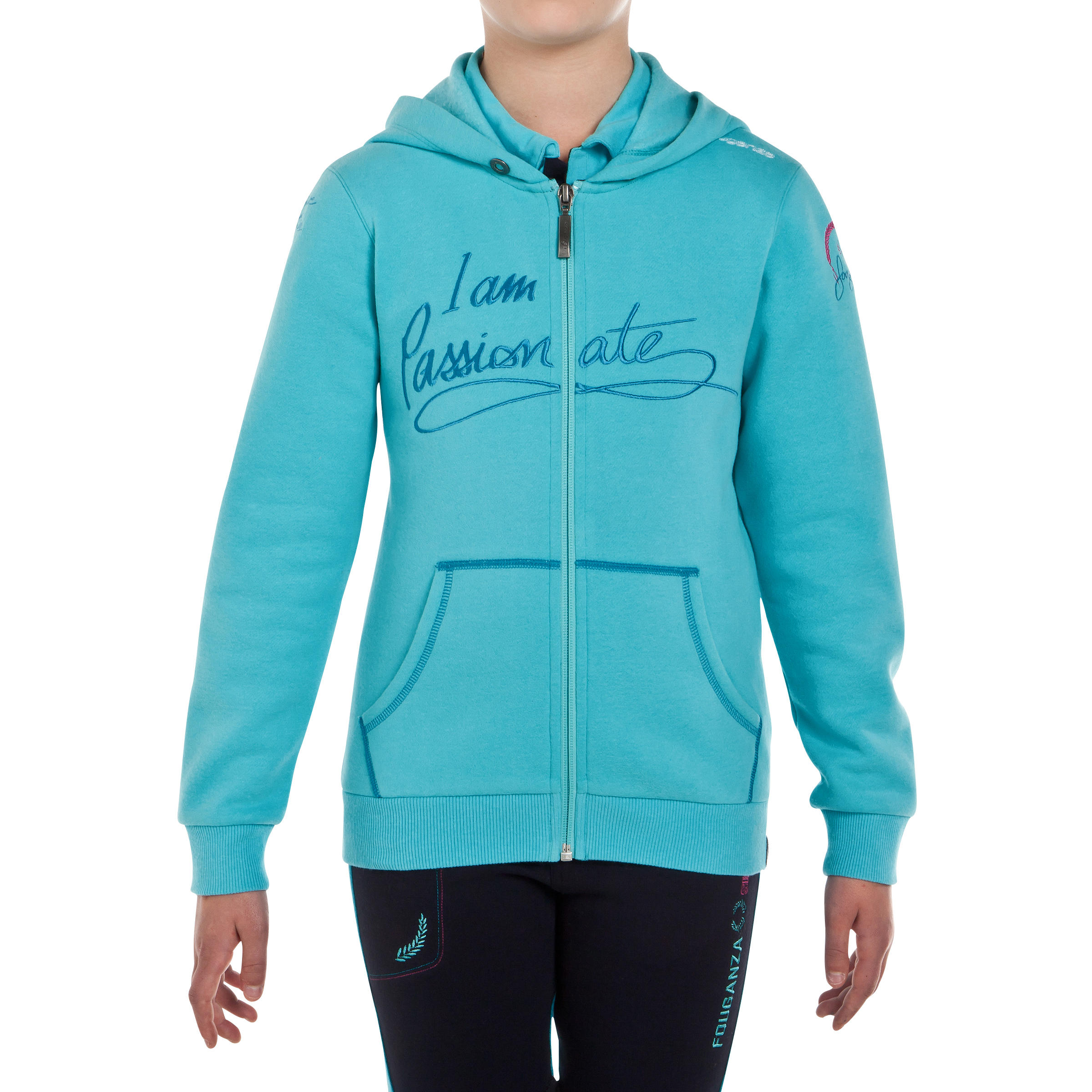 Passionate Kids' Horse Riding Sweatshirt - Turquoise 2/19