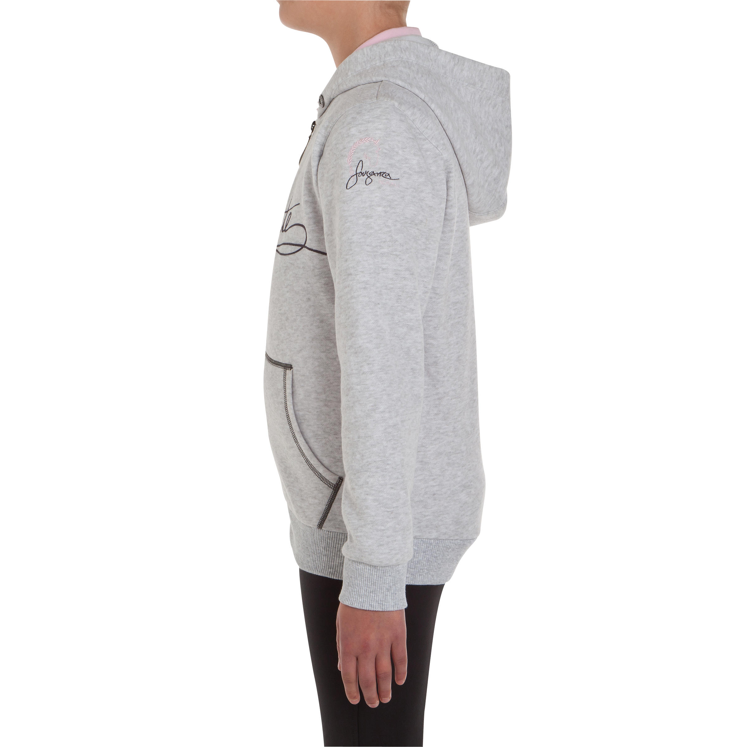 PASSIONATE KIDS' HORSE RIDING SWEATSHIRT - MOTTLED GREY 4/18