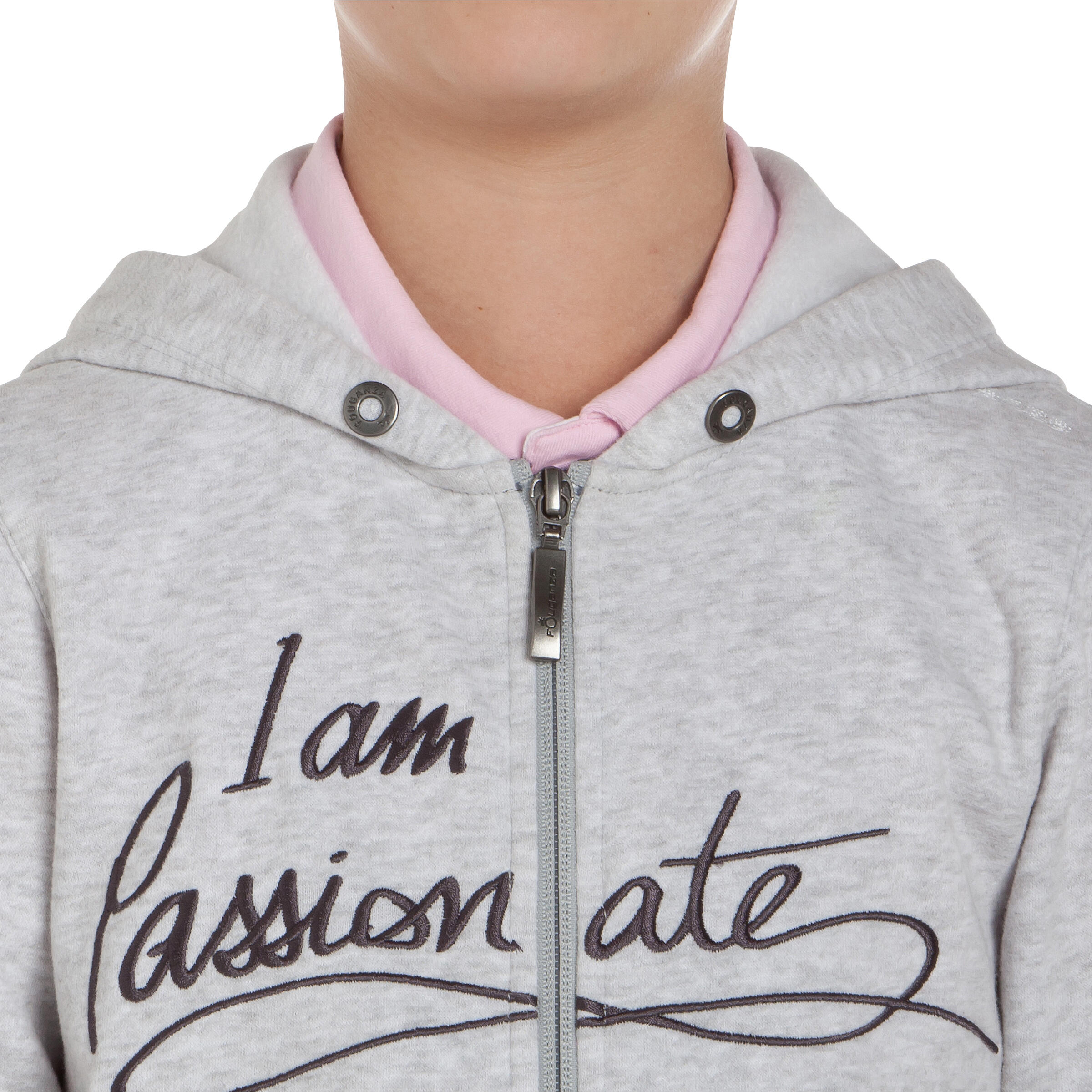 PASSIONATE KIDS' HORSE RIDING SWEATSHIRT - MOTTLED GREY 7/18