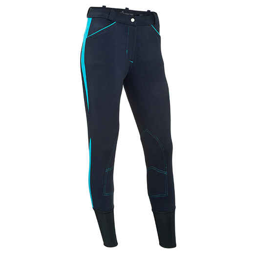 
      Bicolor 500 Women's Horse Riding Jodhpurs - Navy Blue/Turquoise
  