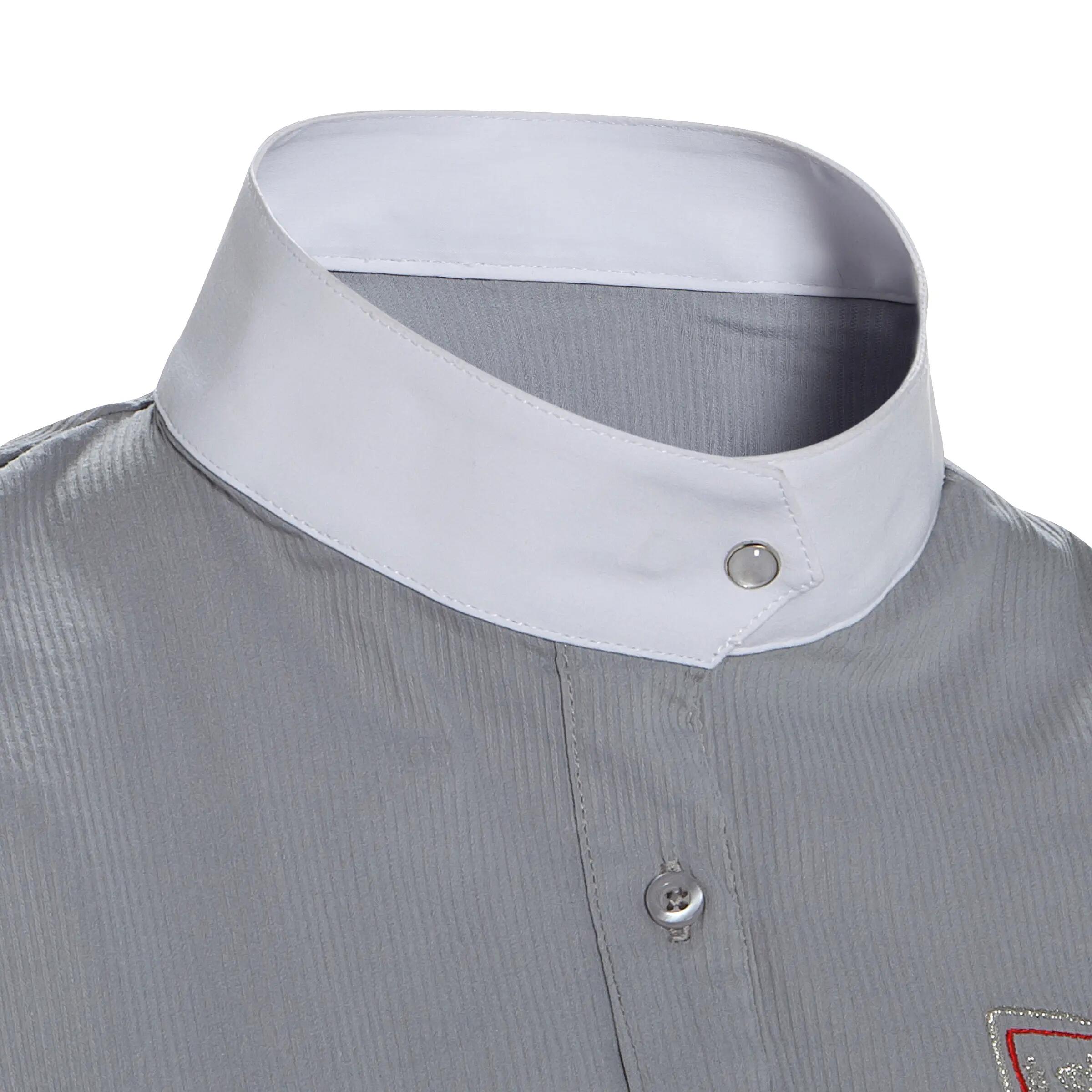 Women's Short-Sleeved Horse Riding Show Shirt - Grey/Silver 4/13