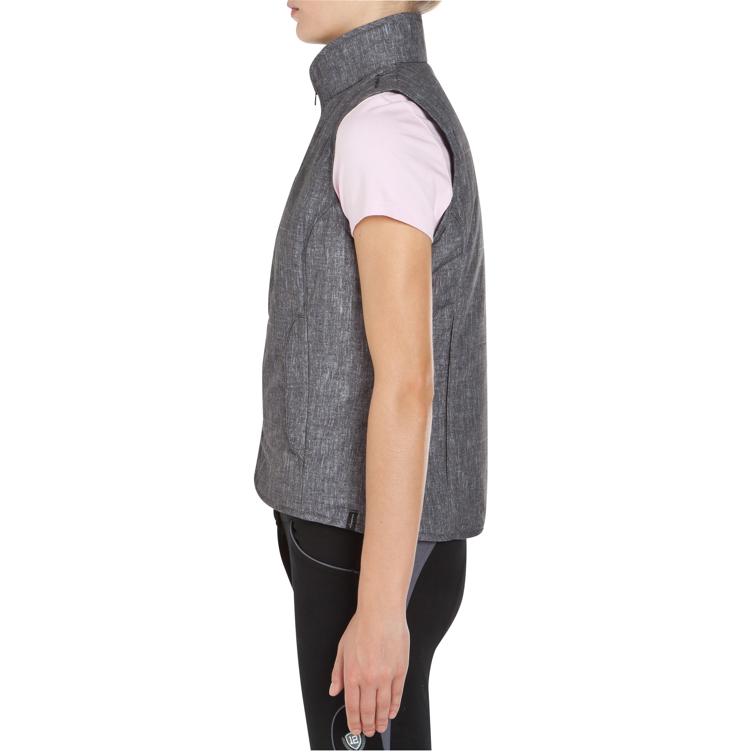 Accessy Women's Sleeveless Horse Riding Gilet - Mottled Grey 3/13