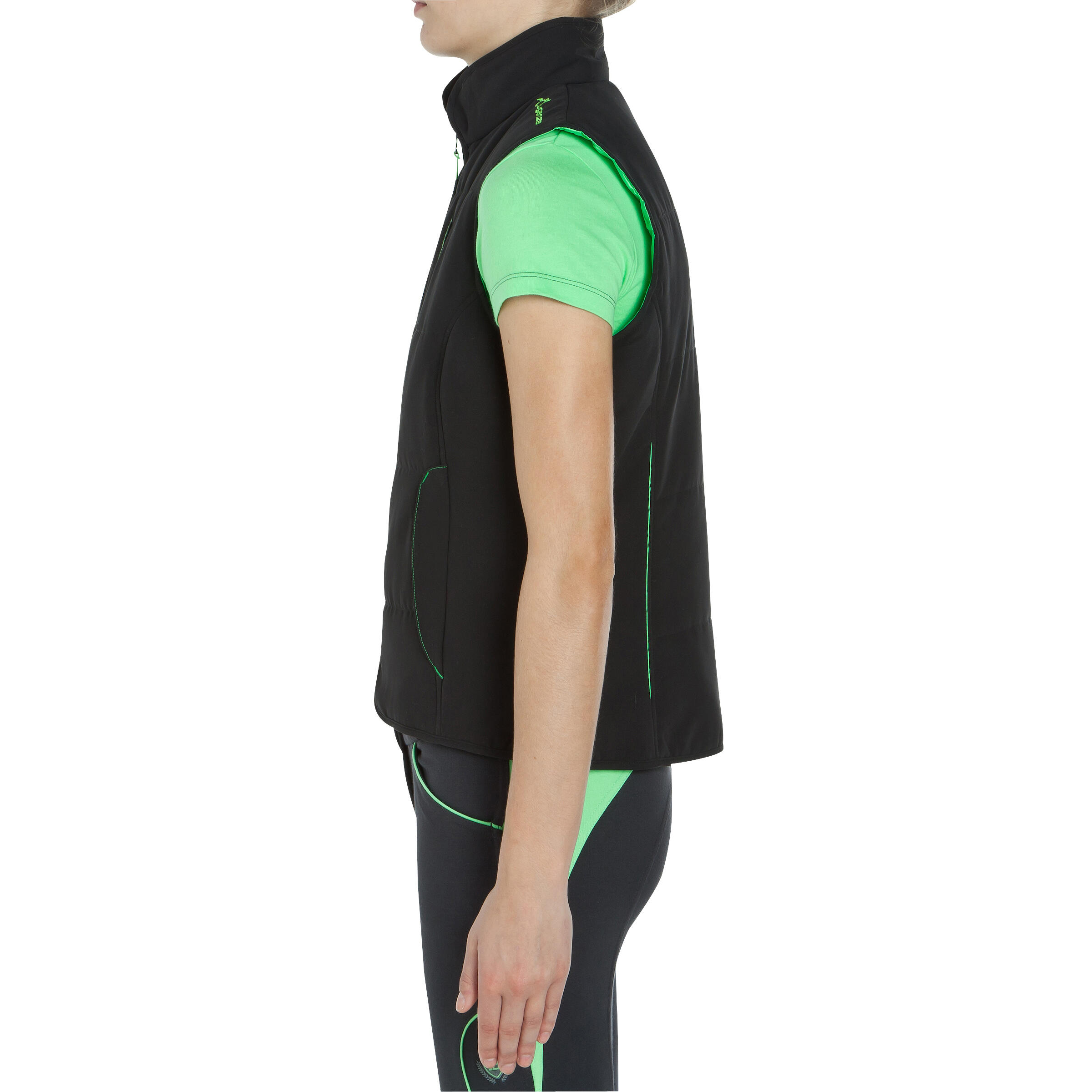 Accessy Women's Horse Riding Gilet - Black/Apple Green 3/12