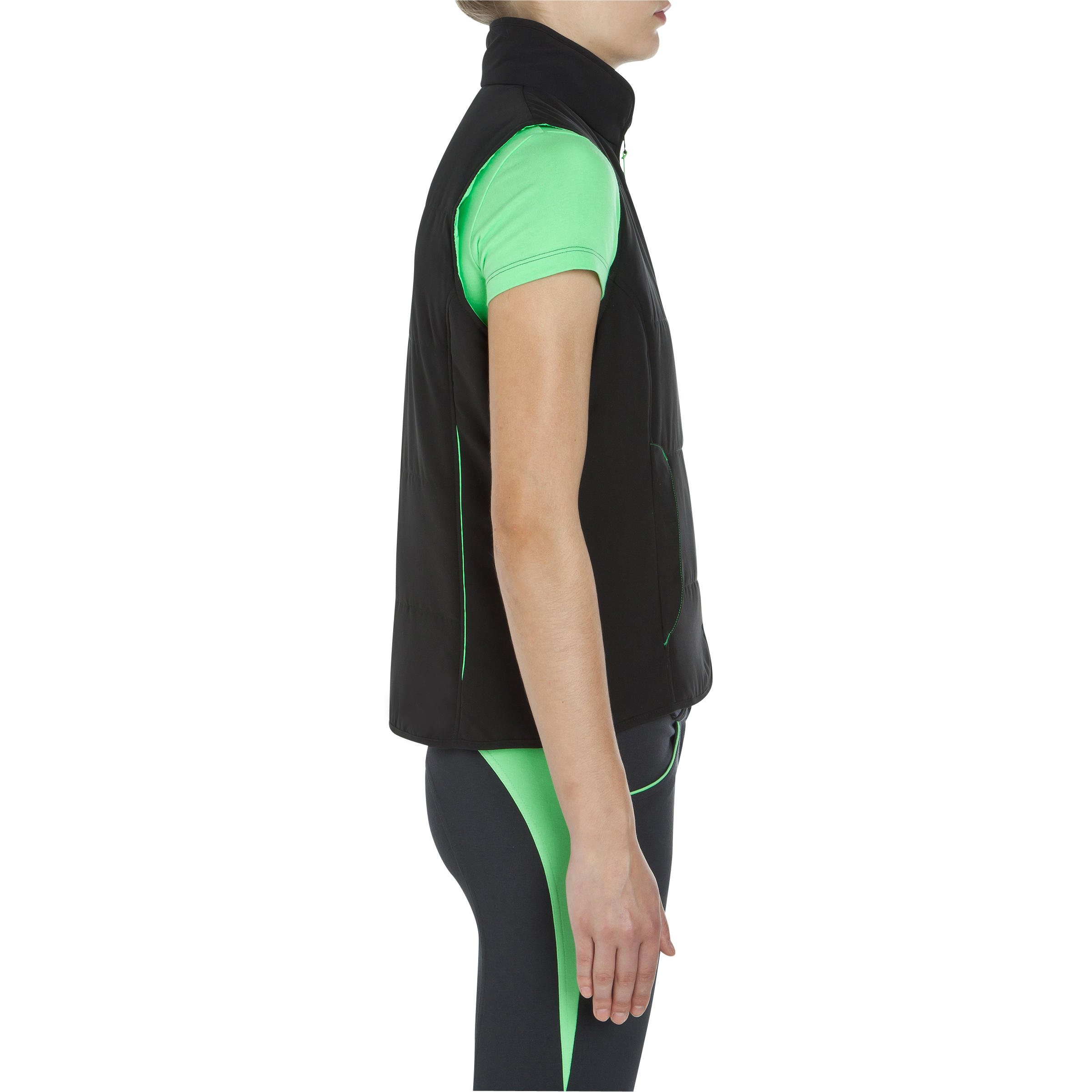 Accessy Women's Horse Riding Gilet - Black/Apple Green 2/12