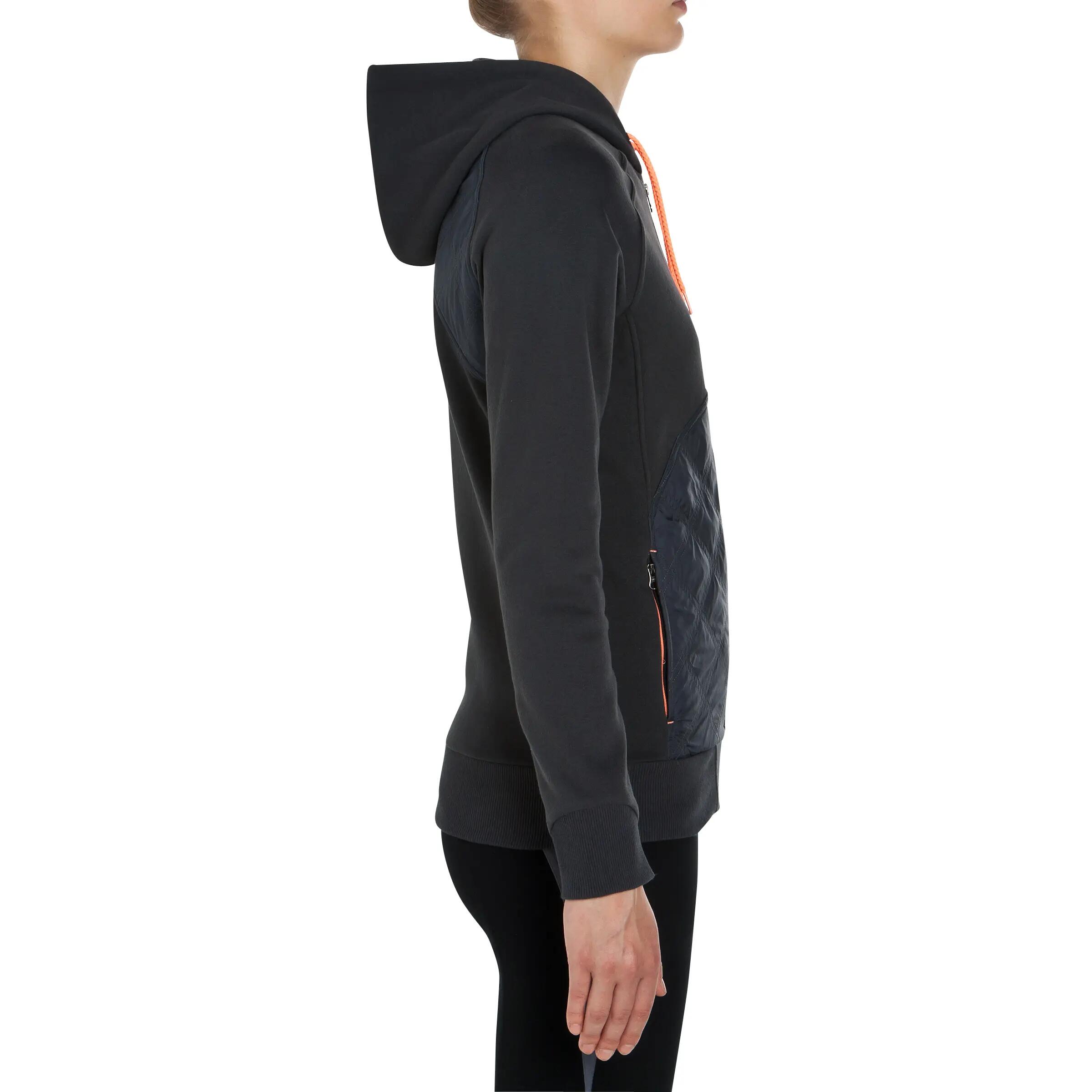 Paddock Women's Horse Riding Sweatshirt - Dark Grey/Orange 3/19