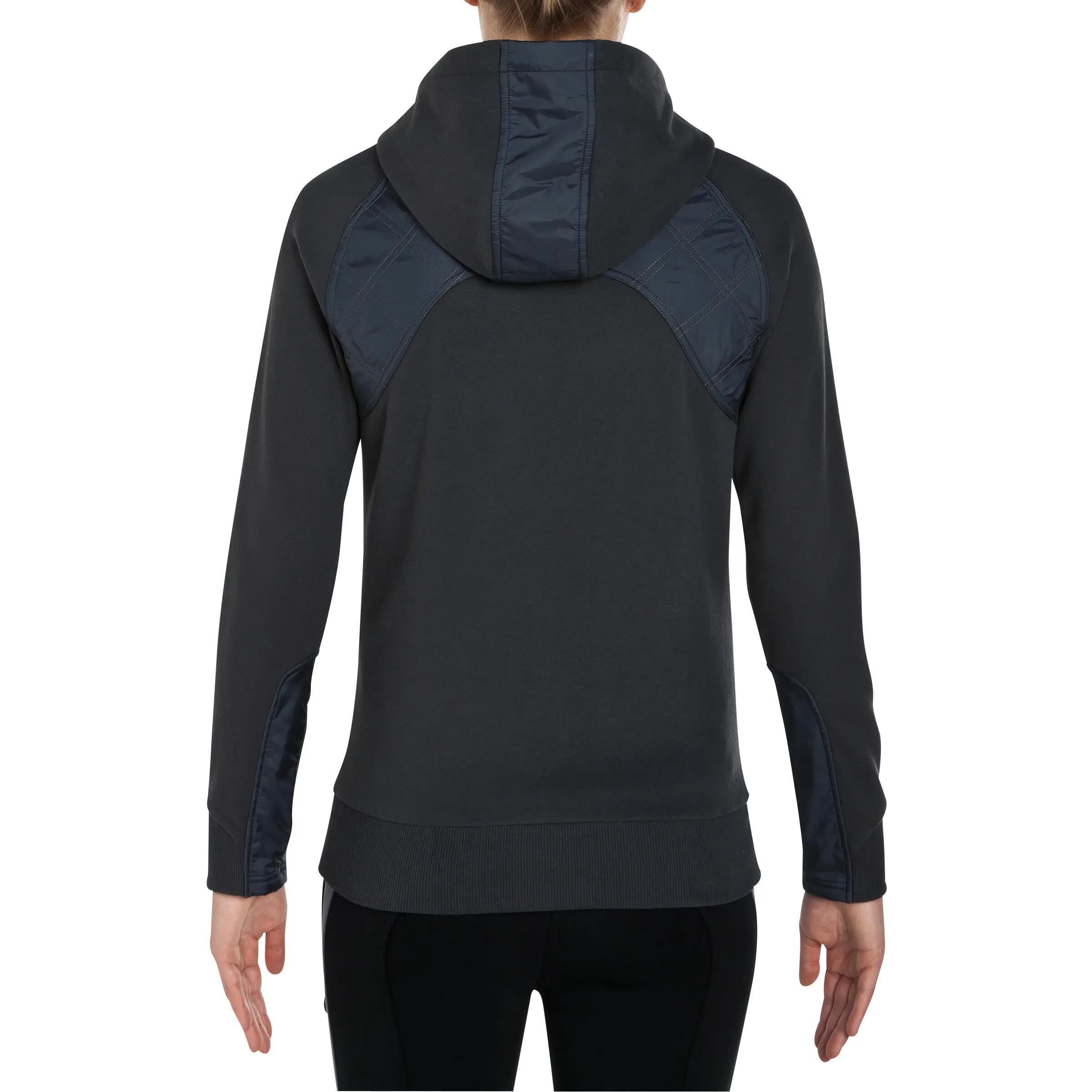 Paddock Women's Horse Riding Sweatshirt - Dark Grey/Orange 5/19