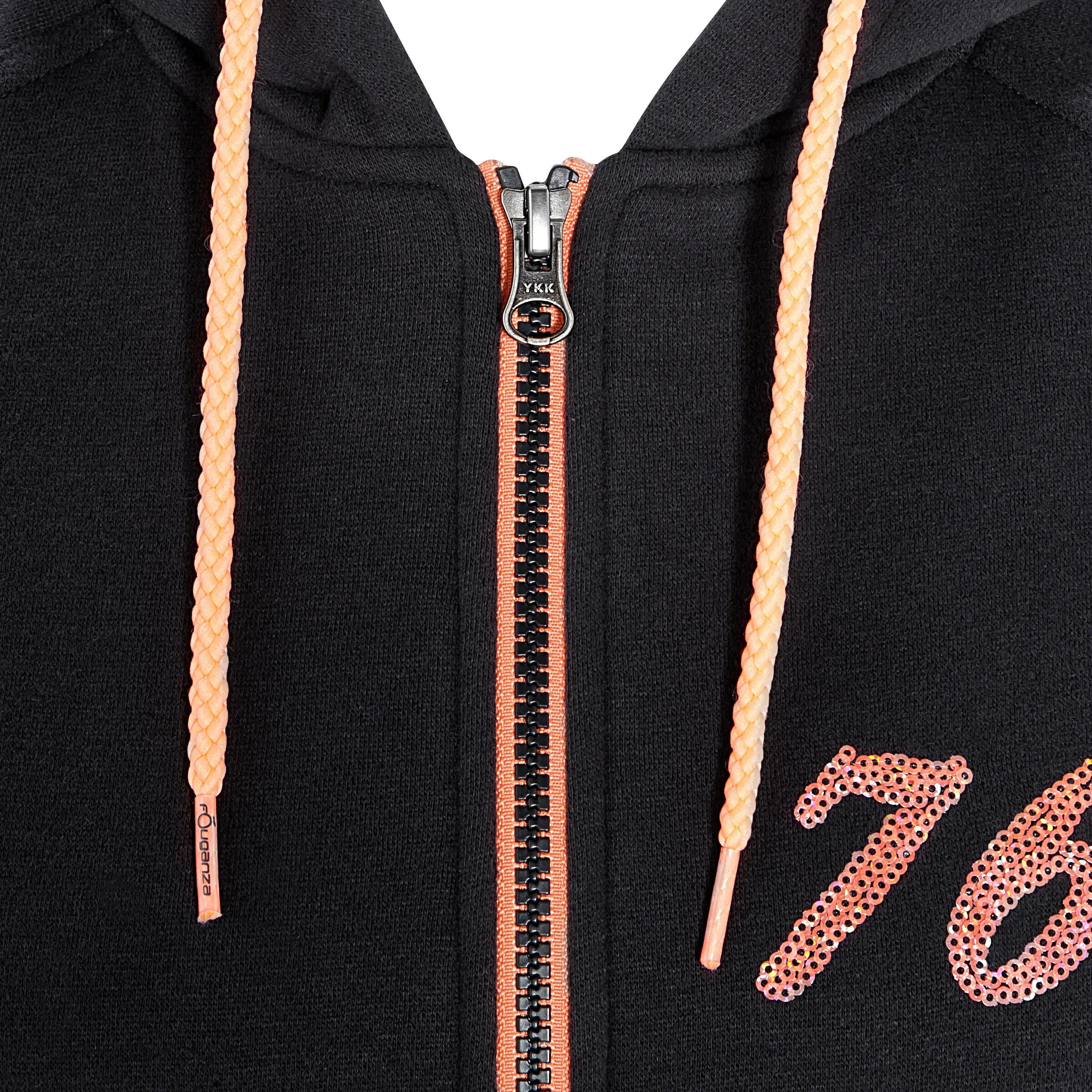 Paddock Women's Horse Riding Sweatshirt - Dark Grey/Orange 9/19