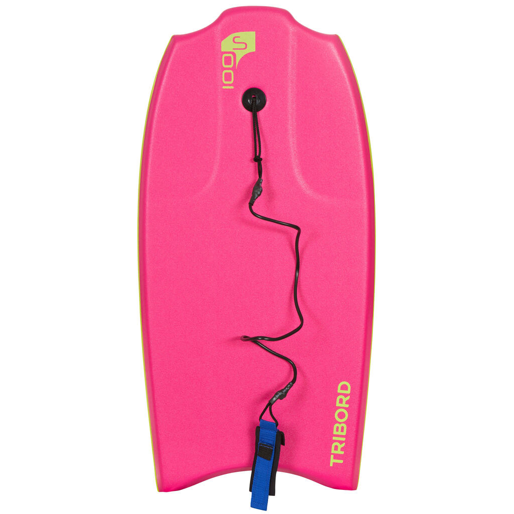 100 Bodyboard with Glide Slick and Leash size S (35") - Pink.