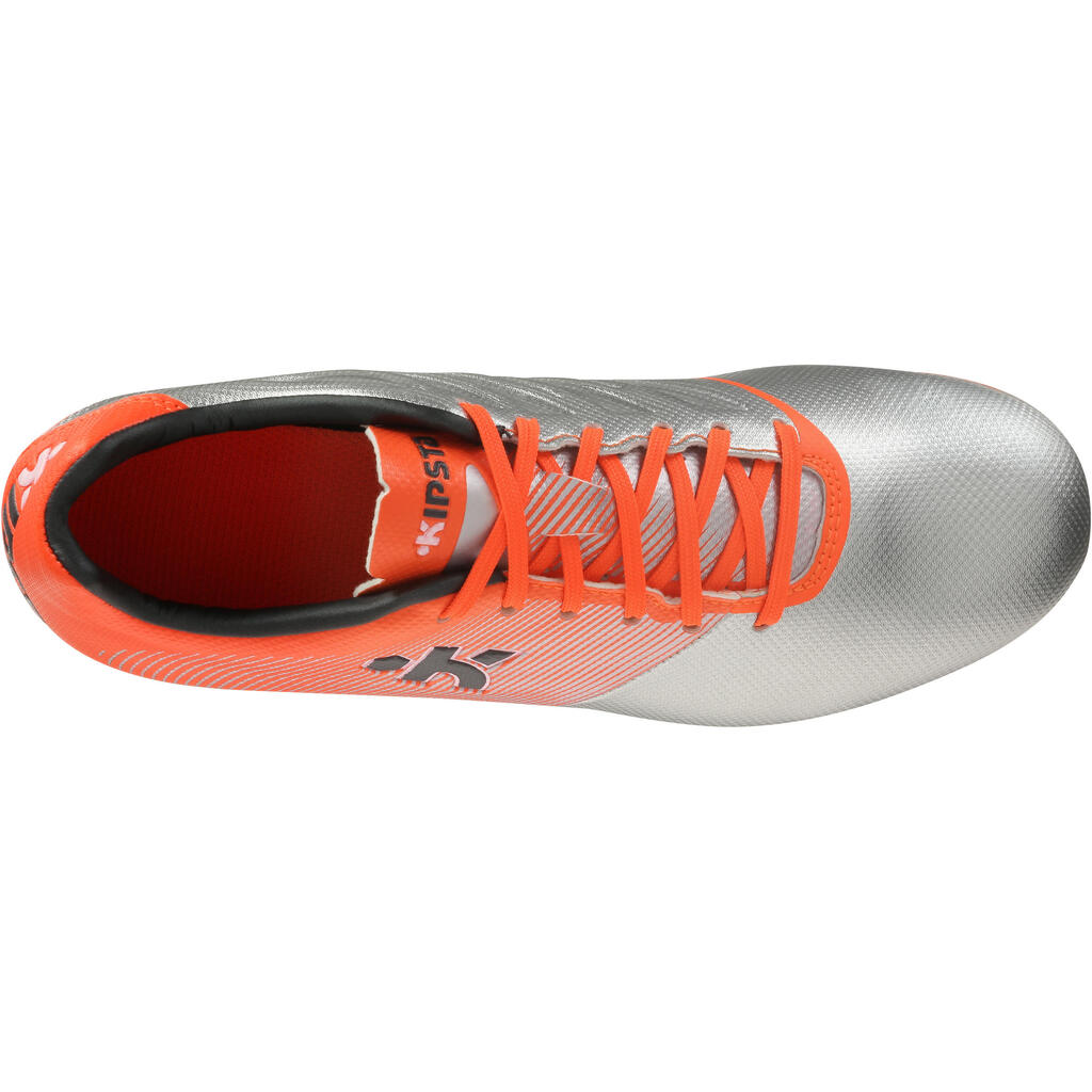 Fußballschuhe Nocken CLR 500 FG Kinder silber/orange