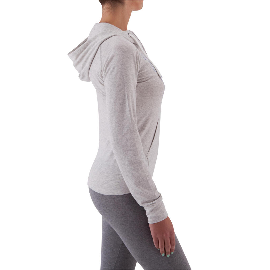 Kapuzen-Jacke mit Reißverschluss Fitness Damen