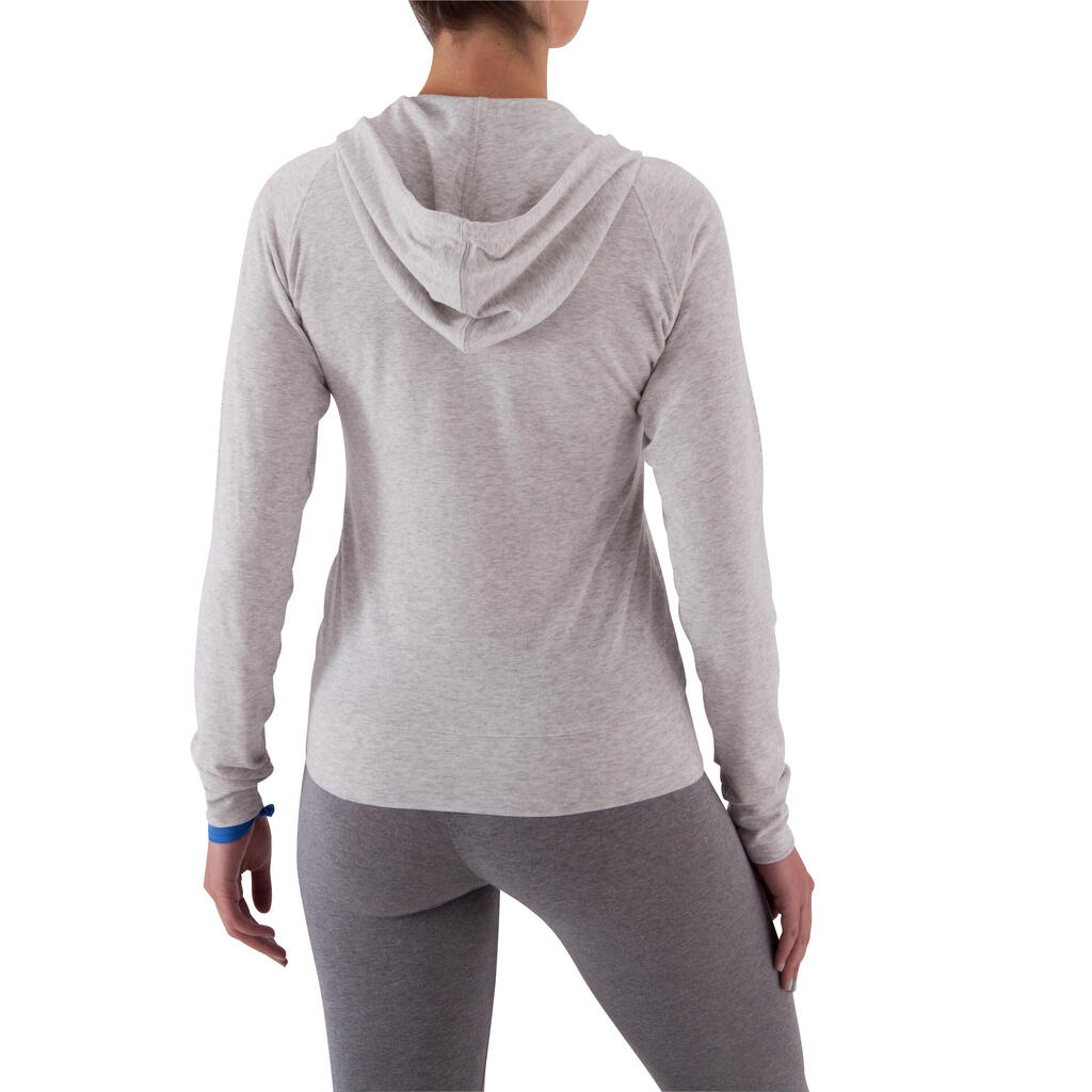 Kapuzen-Jacke mit Reißverschluss Fitness Damen