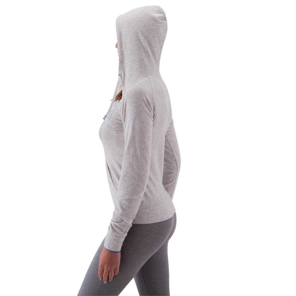 Kapuzen-Jacke mit Reißverschluss Fitness Damen