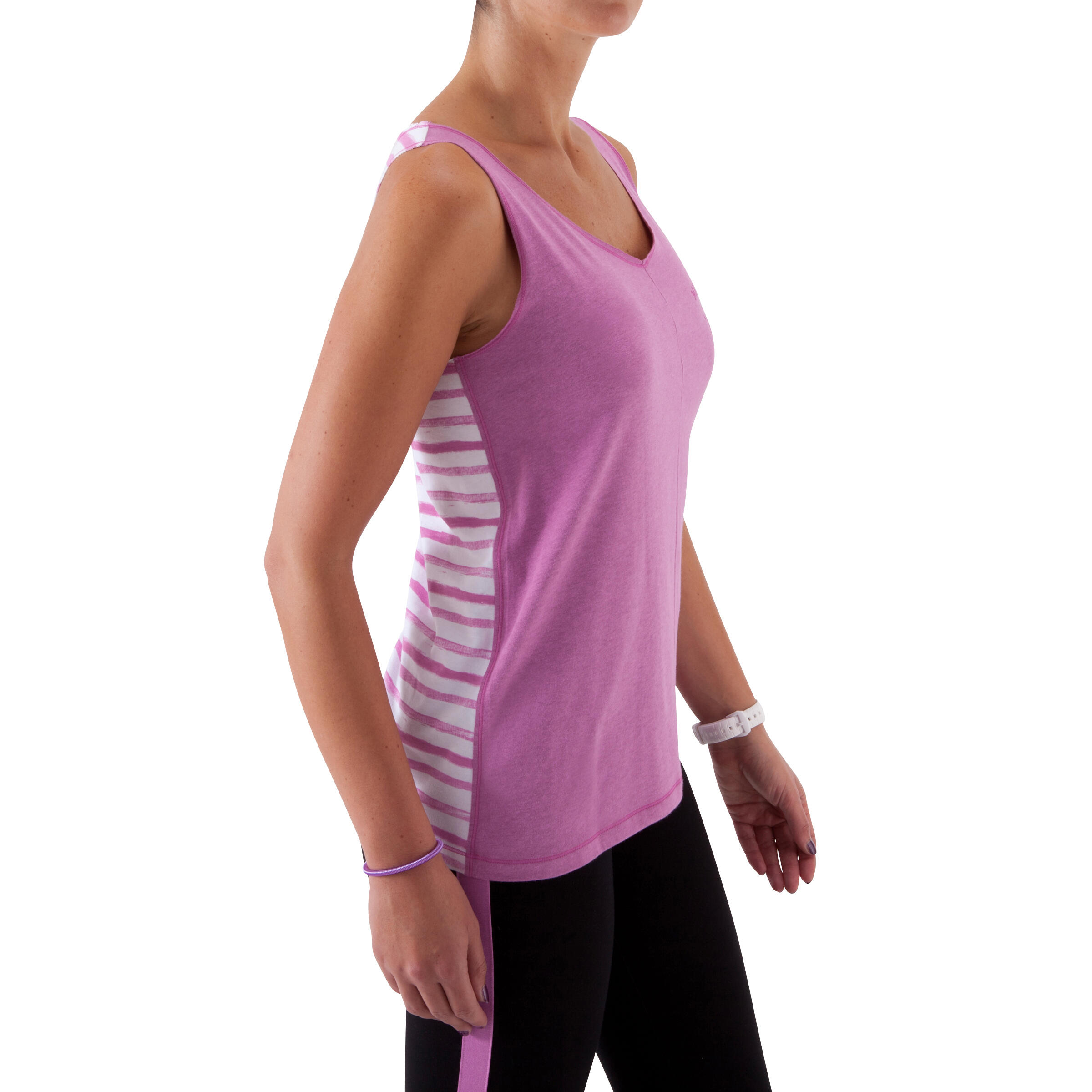 Women's Fitness Tank Top - Two-Toned Mauve/Mauve Stripe 4/12