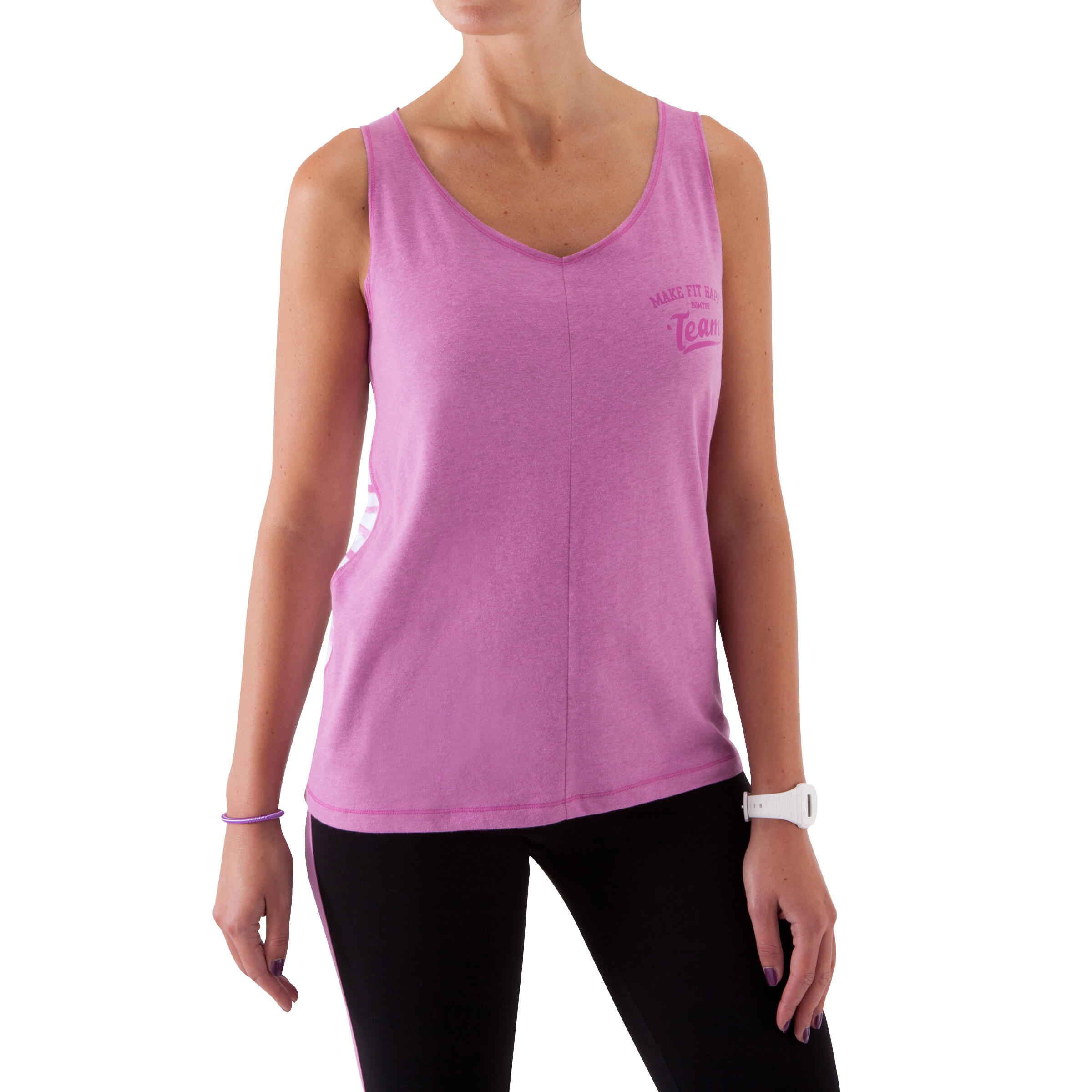 Women's Fitness Tank Top - Two-Toned Mauve/Mauve Stripe 3/12