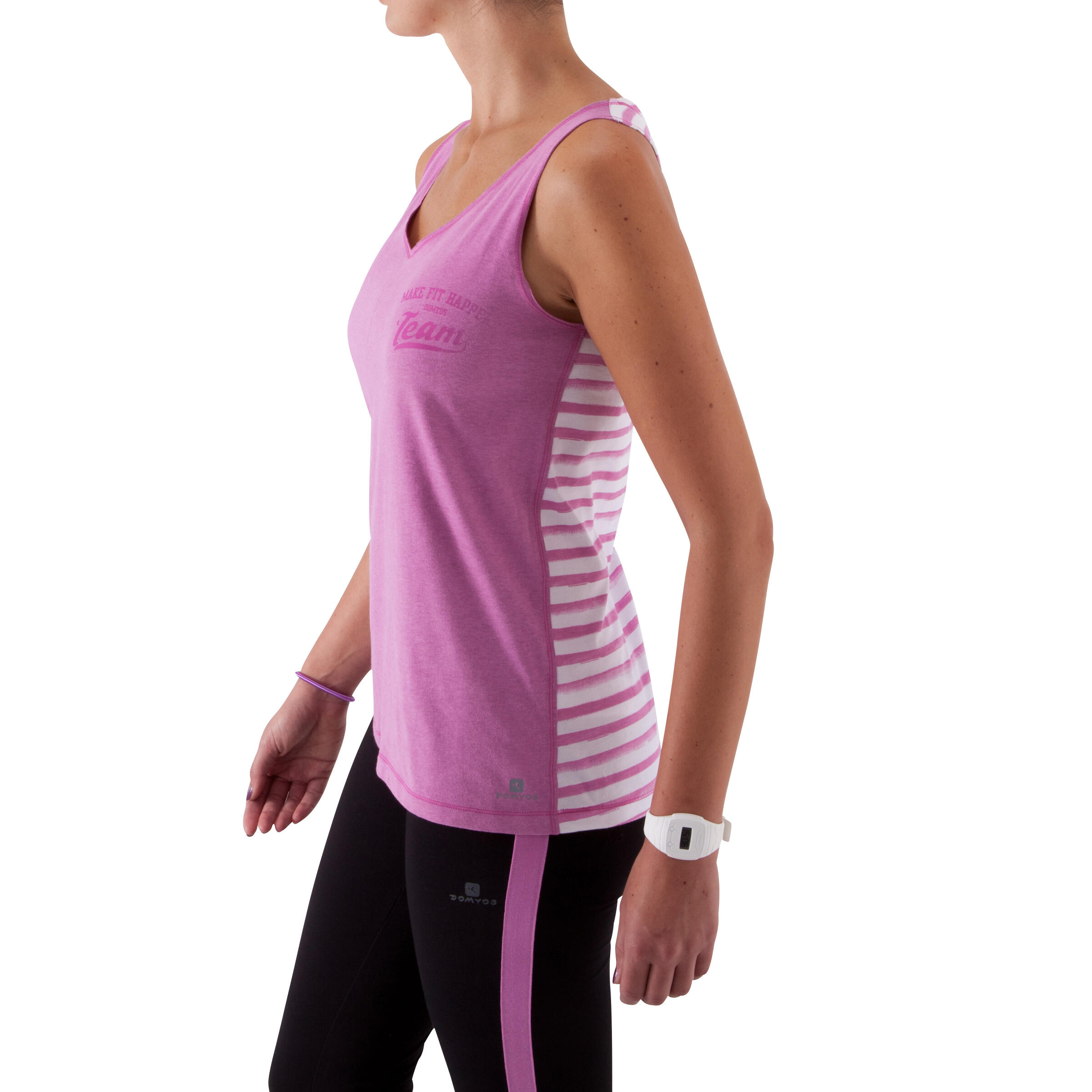 Women's Fitness Tank Top - Two-Toned Mauve/Mauve Stripe 5/12