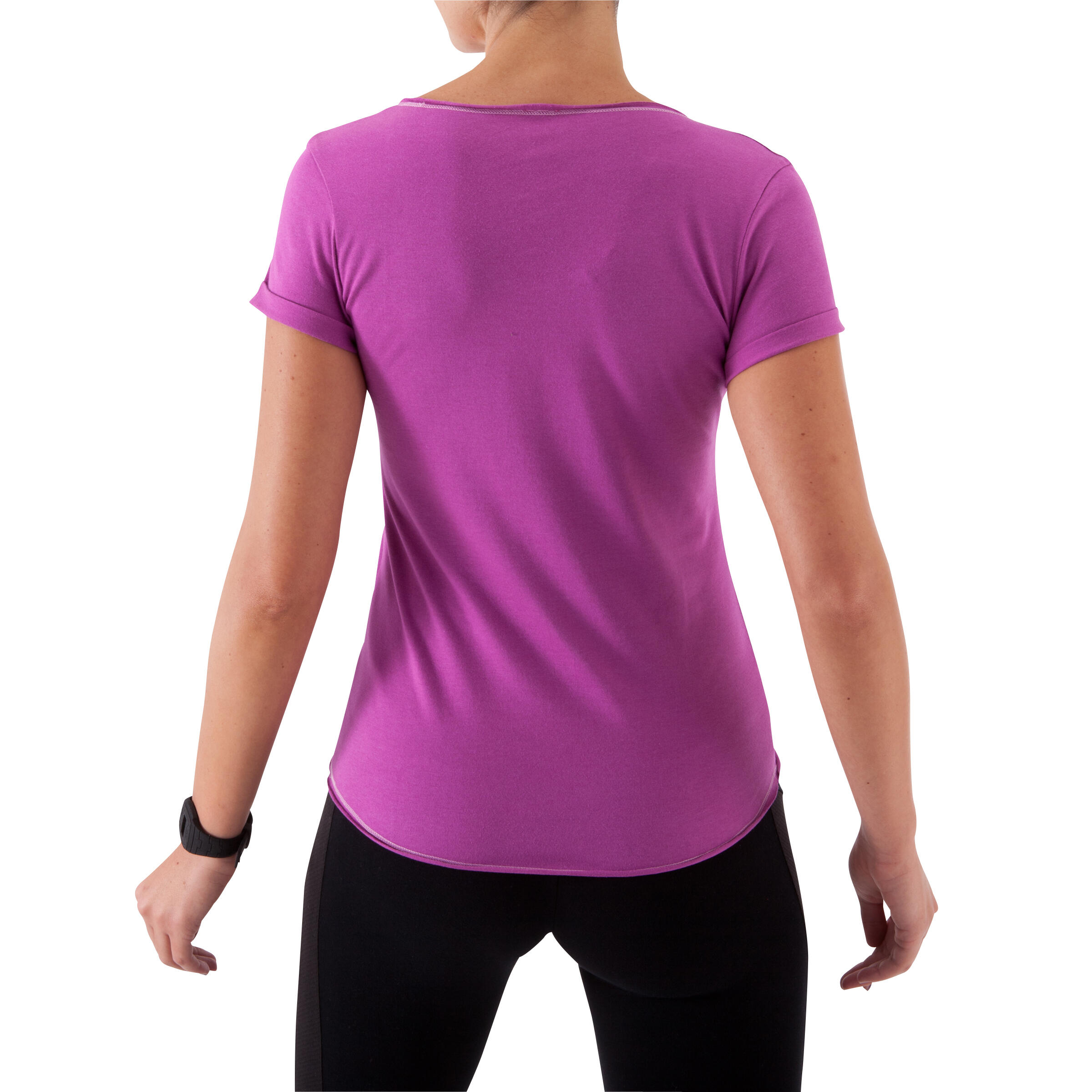 Women's Short-Sleeved Fitness Print T-shirt - Dark Pink 6/11