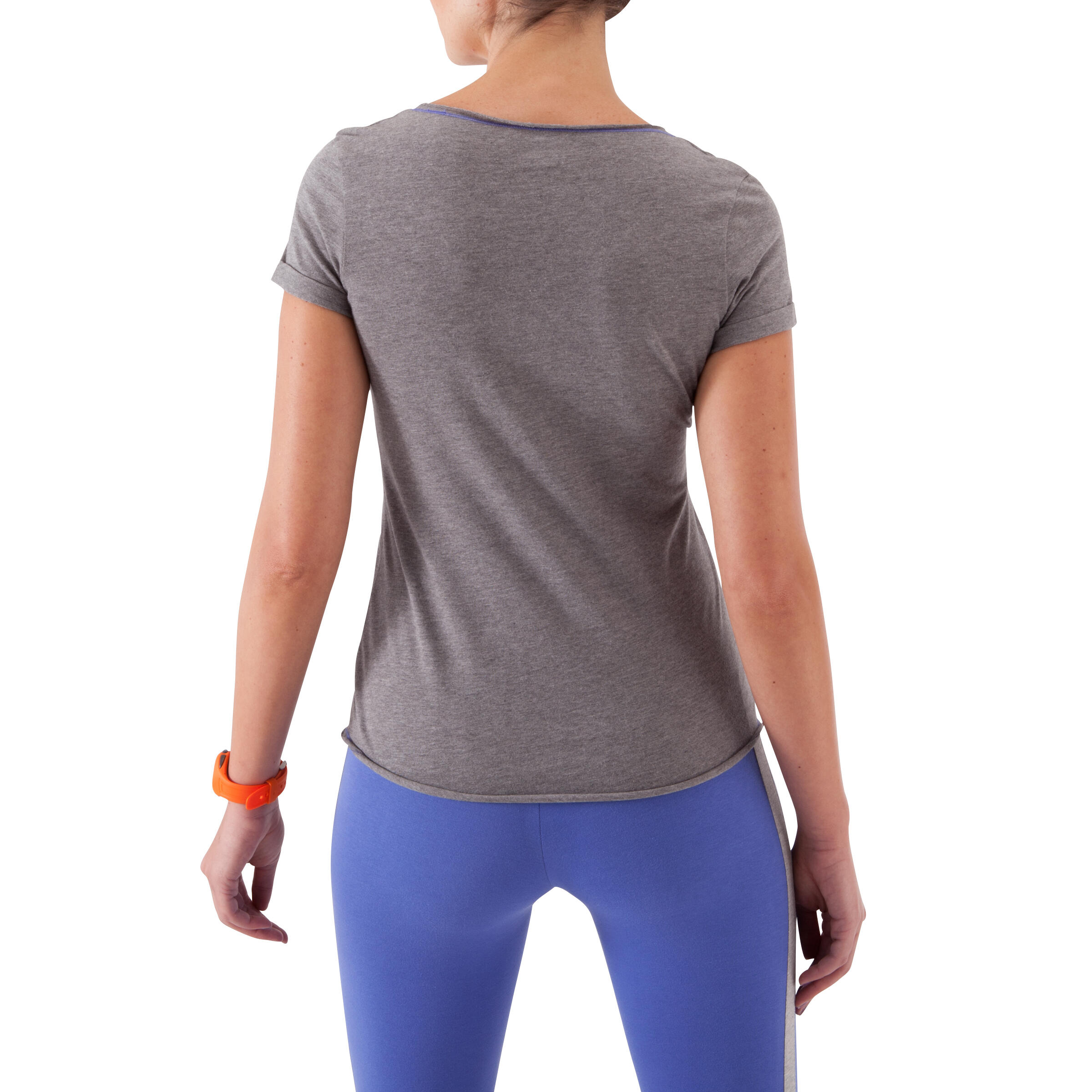 Women's Short-Sleeved Fitness Print T-shirt - Dark Grey 6/12