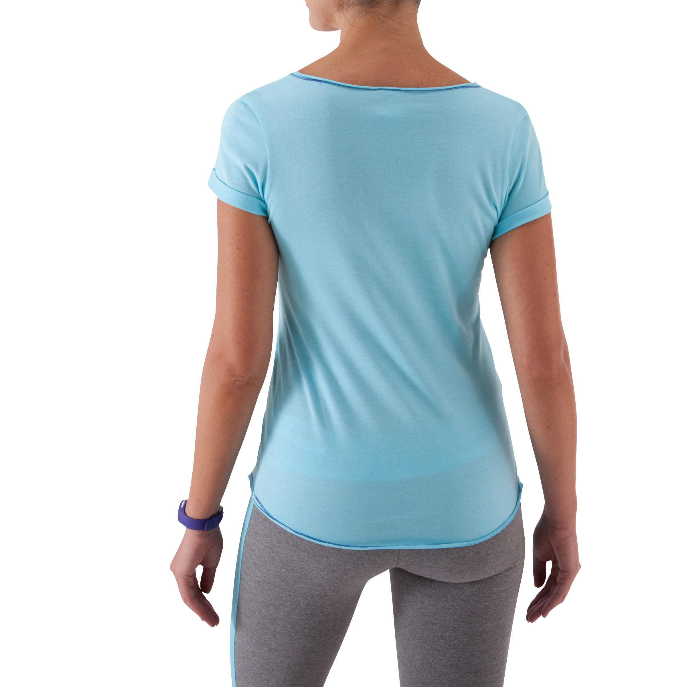 Women's Short-Sleeved Fitness Print T-shirt - Light Blue 6/11